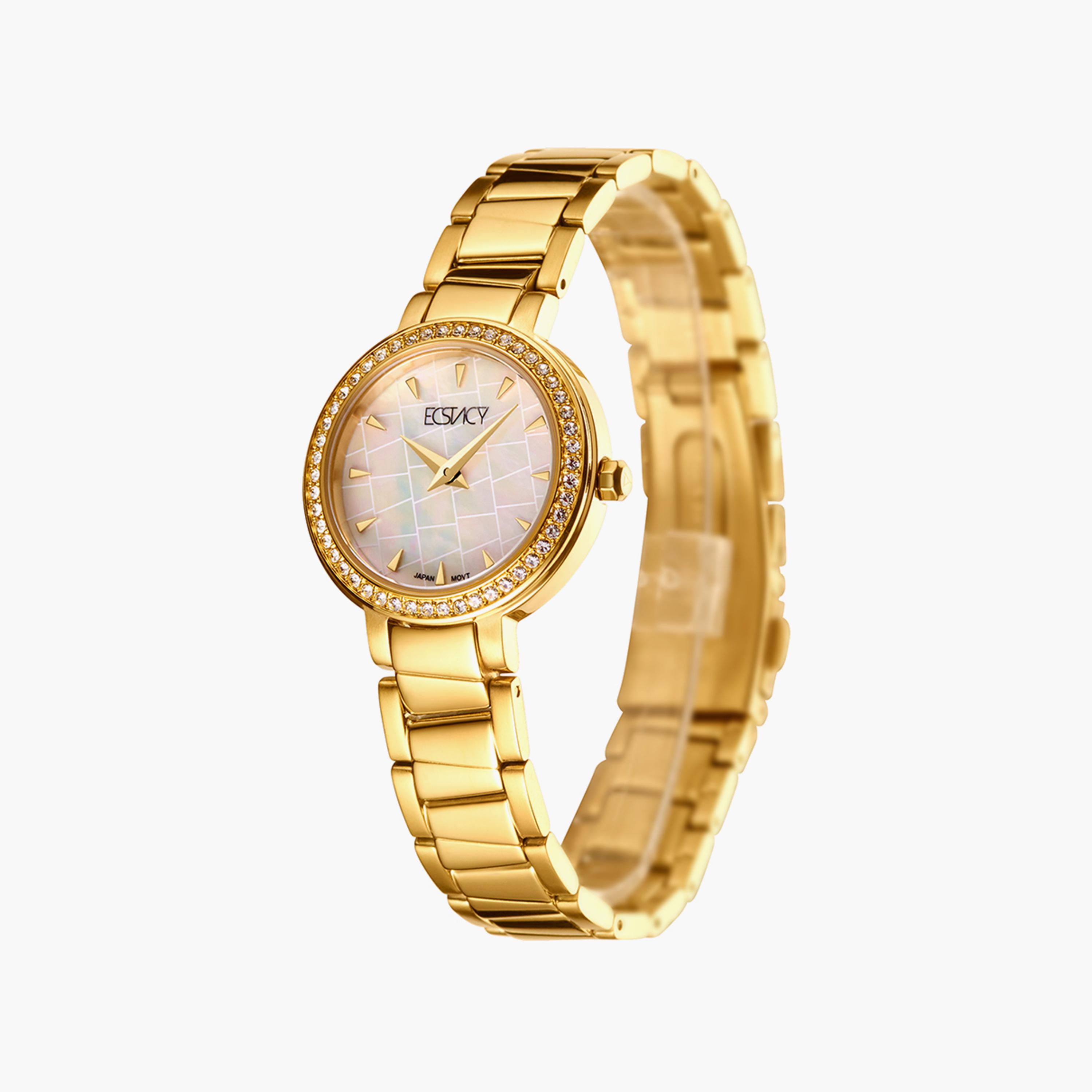 ساعة أنالوج ذهبية بسوار ستانلس ستيل من إكستاسي | E20504-GBGM-women-watchesandjewellery-watches-image-2