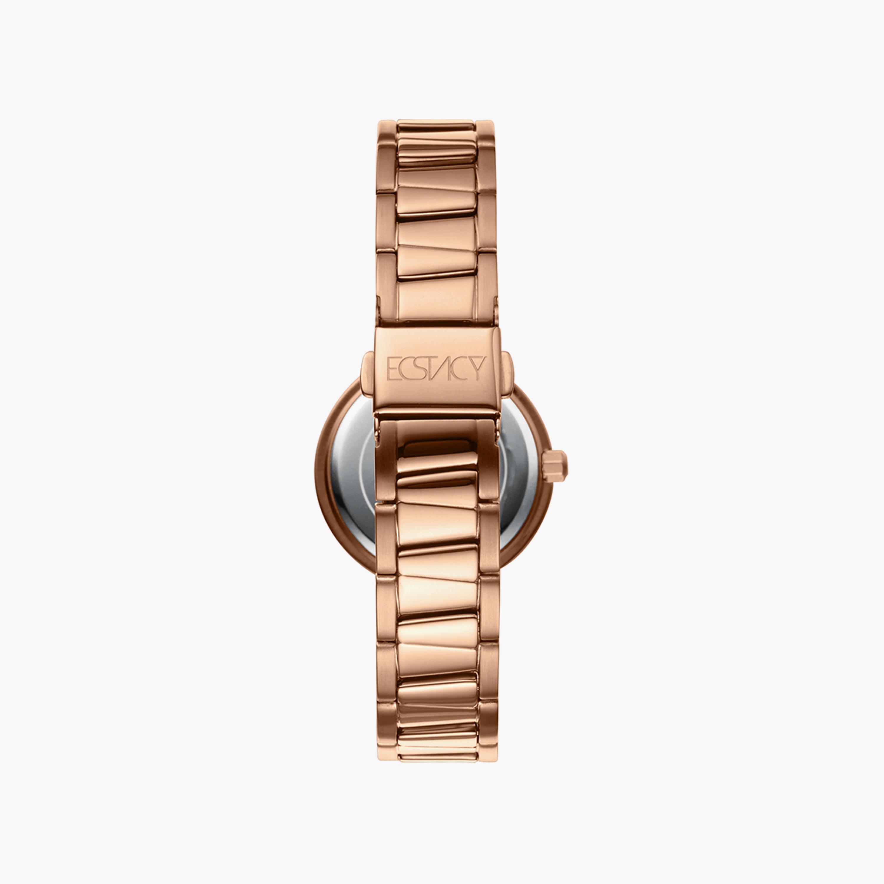 ساعة أنالوج ذهبية وردية بسوار ستانلس ستيل من إكستاسي | E20504-RBKM-women-watchesandjewellery-watches-image-3