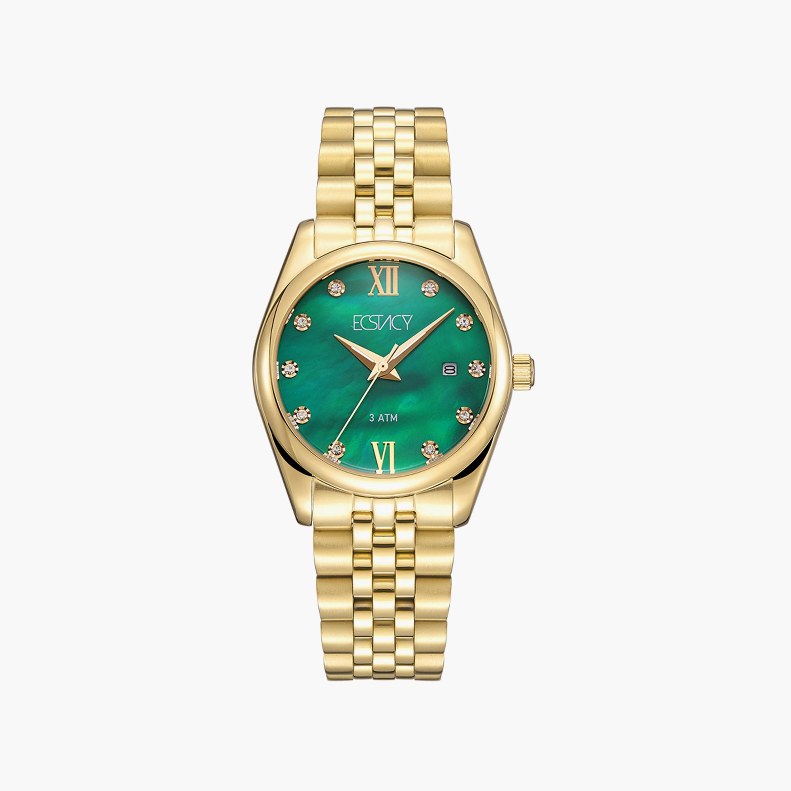 ساعة أنالوج ذهبية بسوار ستانلس ستيل من إكستاسي | E22502-GBGMG-women-watchesandjewellery-watches-image-1