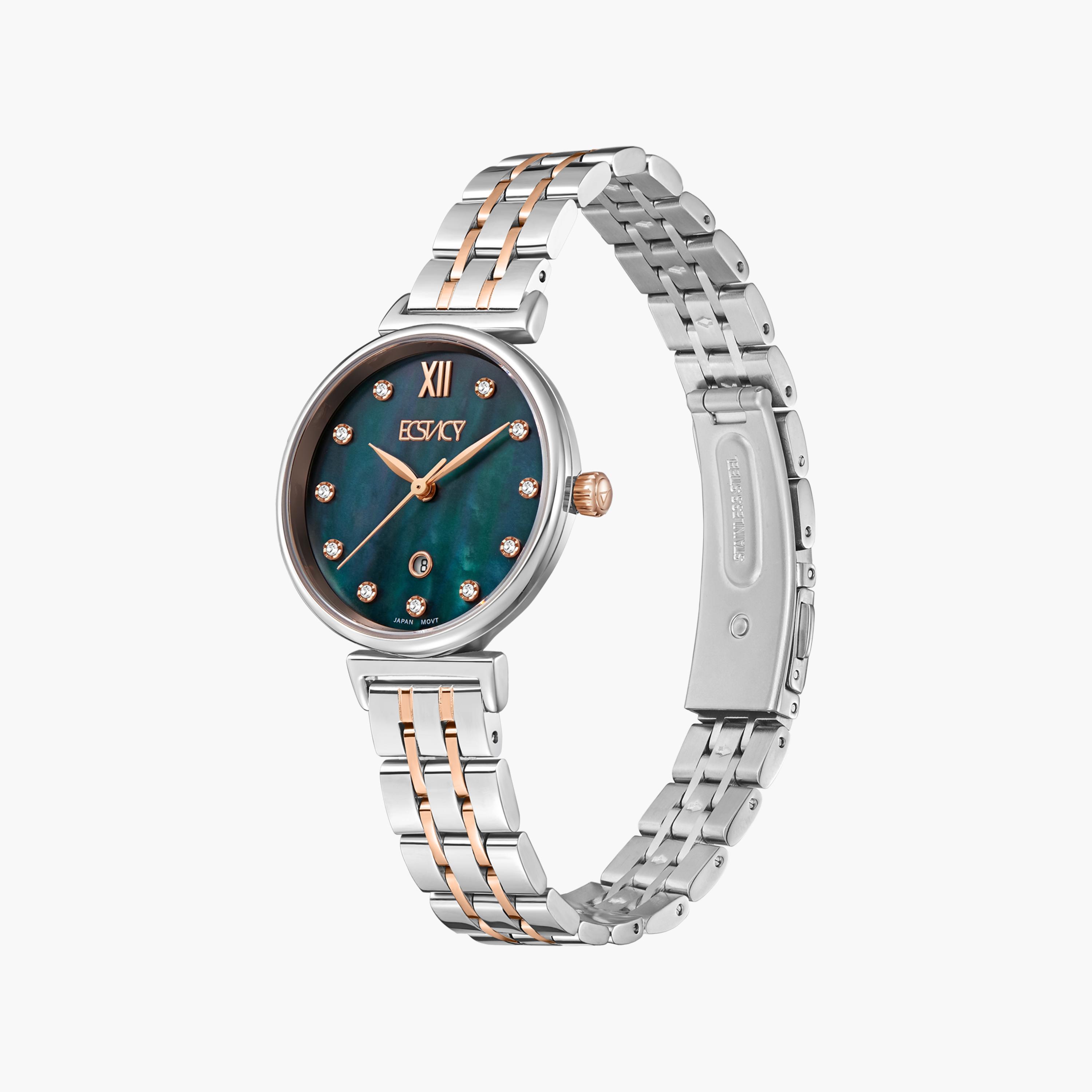 Ecstacy Silver & Rose Gold Analog Stainless Steel Strap Watch | E23506-KBKMN-women-watchesandjewellery-watches-image-2