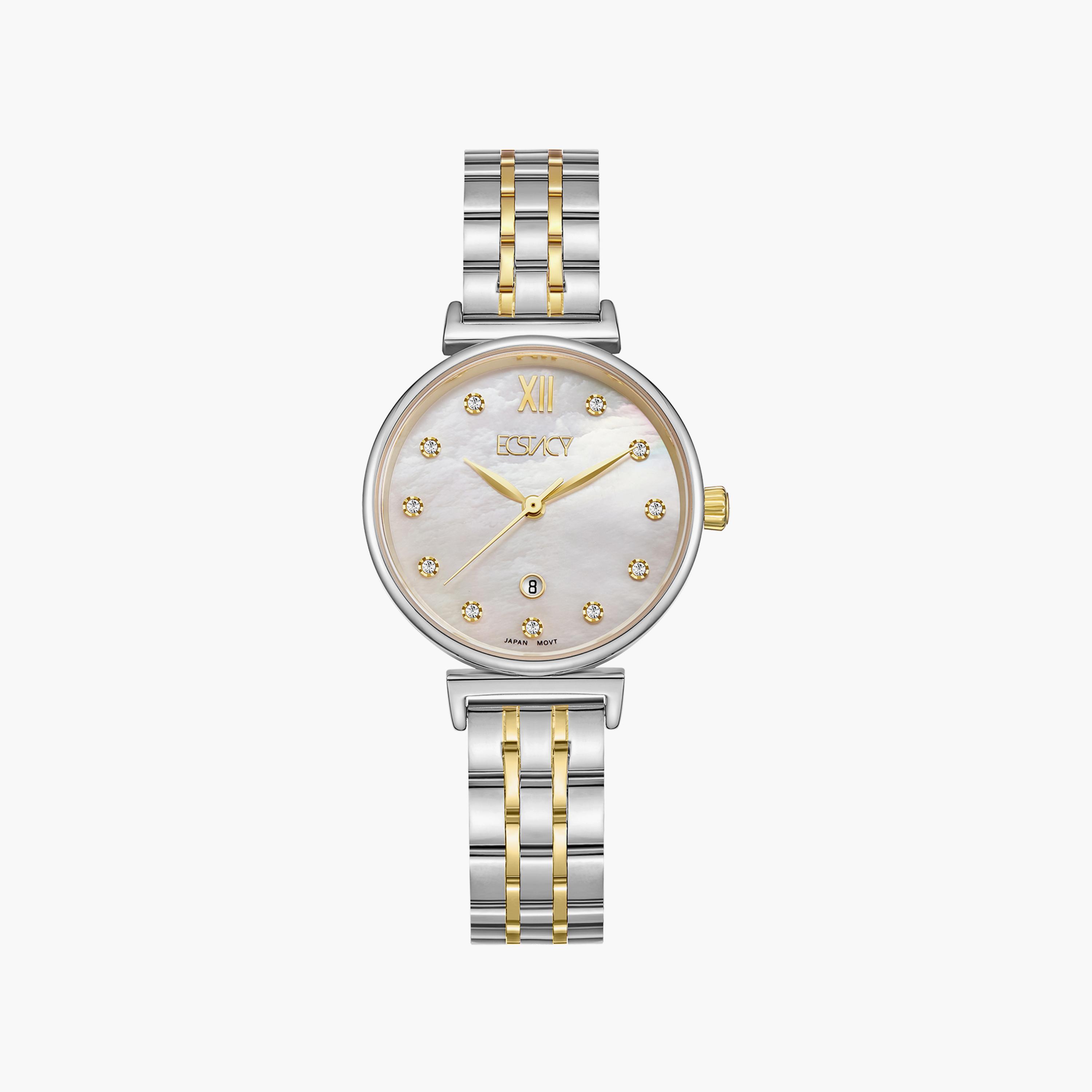 Ecstacy Silver & Gold Analog Stainless Steel Strap Watch | E23506-TBTM-women-watchesandjewellery-watches-image-1