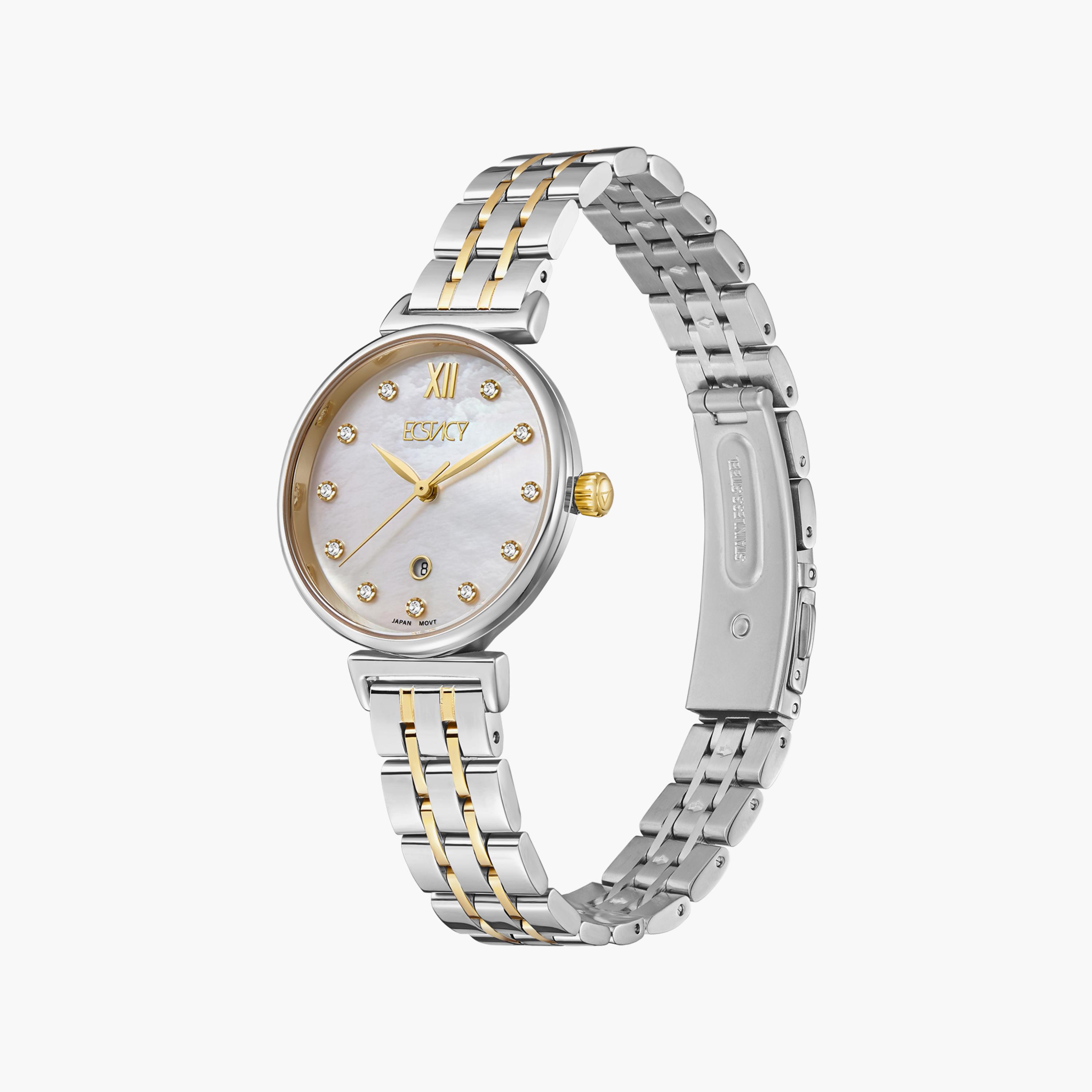 Ecstacy Silver & Gold Analog Stainless Steel Strap Watch | E23506-TBTM-women-watchesandjewellery-watches-image-2
