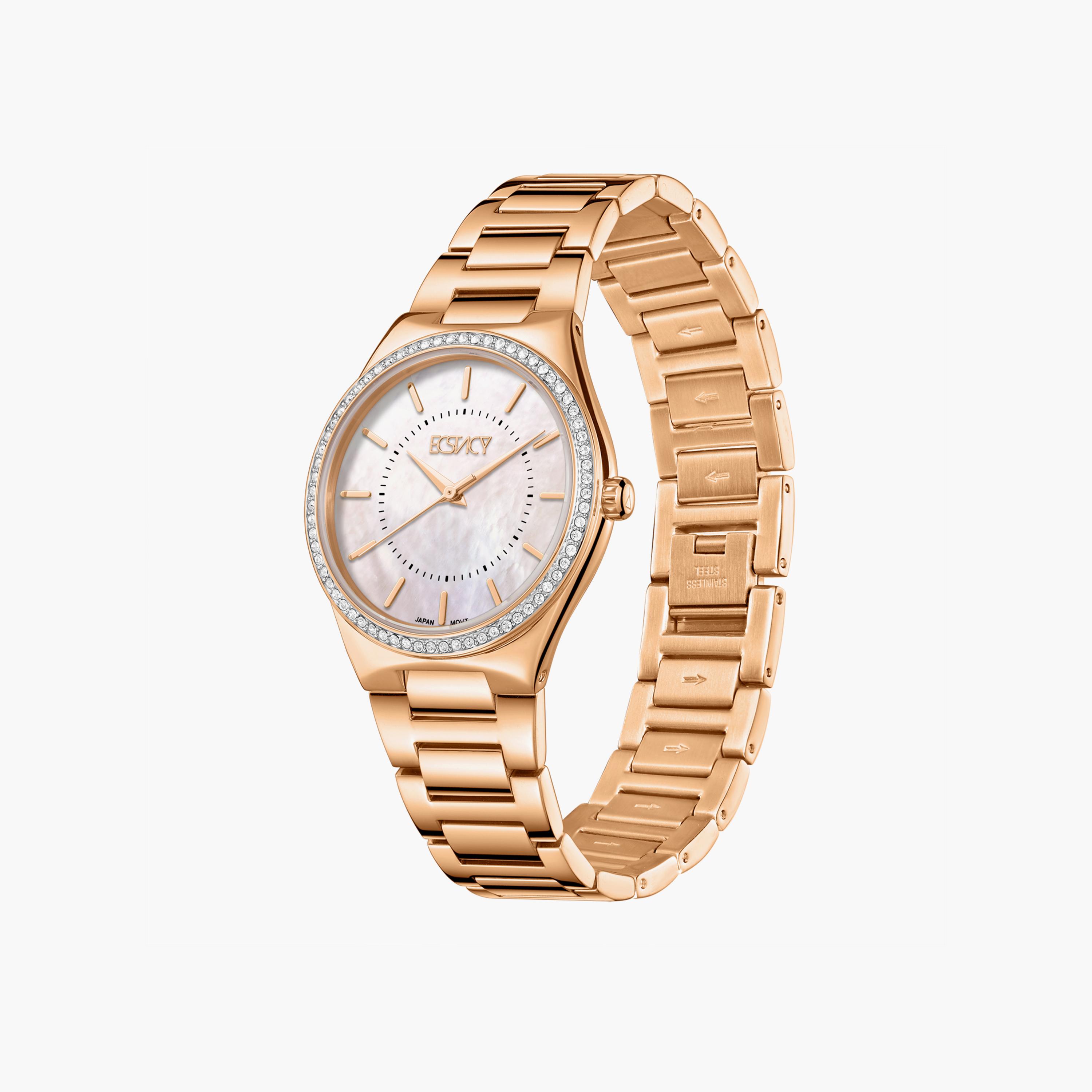 ساعة إكستاسي ذو انالوج للنساء بسوار ذهبي وردي مع ستانلس ستيل | E23507-RBKMK-women-watchesandjewellery-watches-image-2
