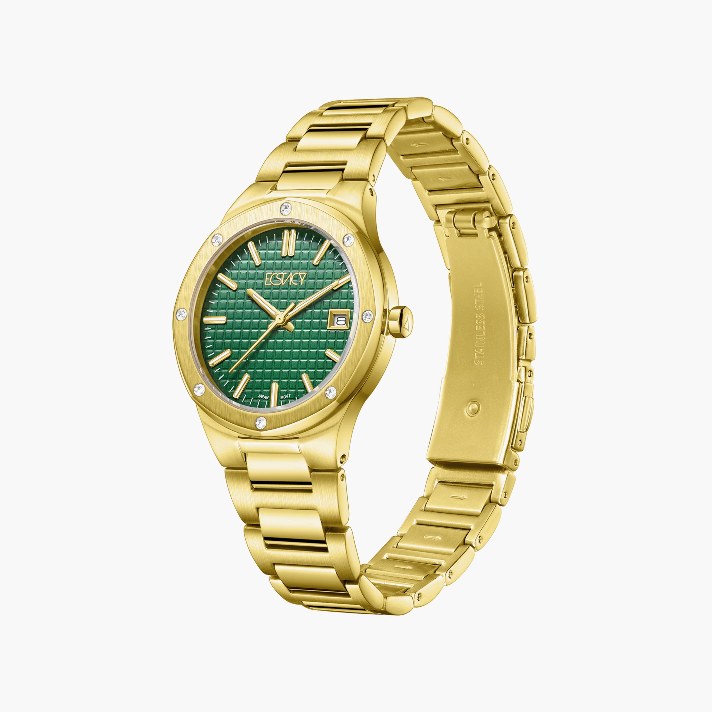 ساعة إكستاسي ذو انالوج للنساء بسوار ذهبي مع ستانلس ستيل | E23509-GBGG-women-watchesandjewellery-watches-image-2
