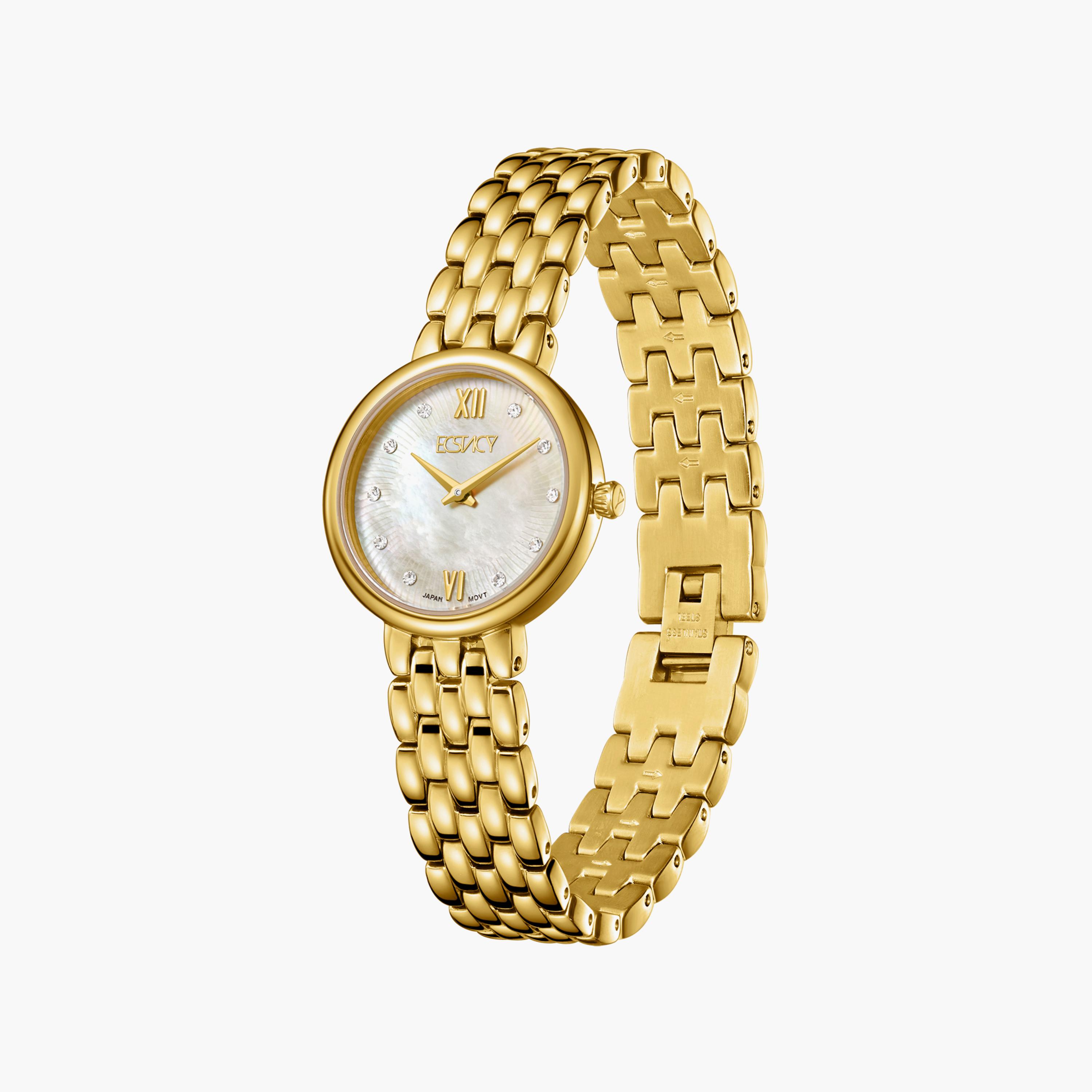 ساعة أنالوج ذهبية بسوار ستانلس ستيل من إكستاسي | E23510-GBGMC-women-watchesandjewellery-watches-image-2