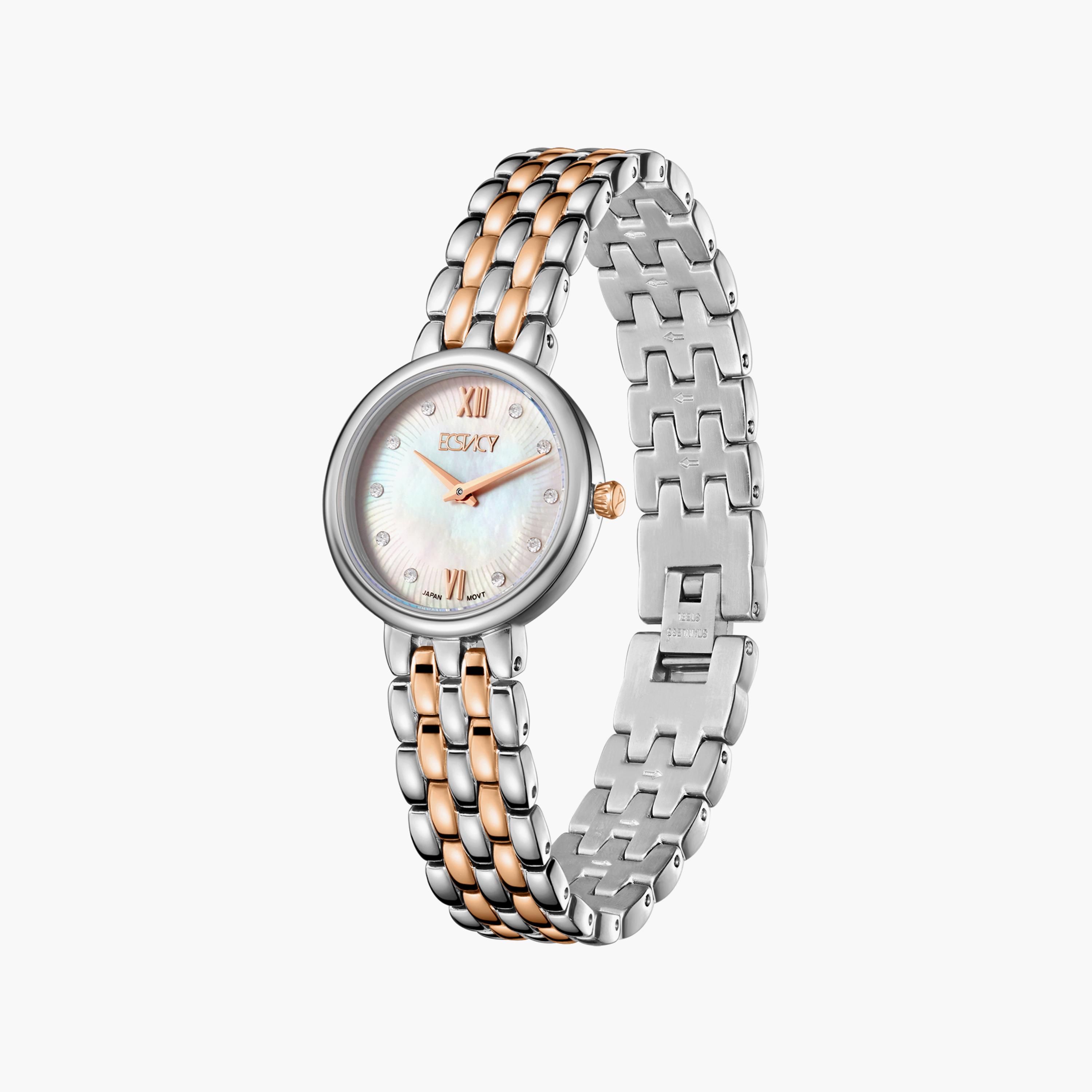 ساعة إكستاسي ذو انالوج للنساء بسوار فضي وذهبي وردي مع ستانلس ستيل | E23510-KBKM-women-watchesandjewellery-watches-image-2