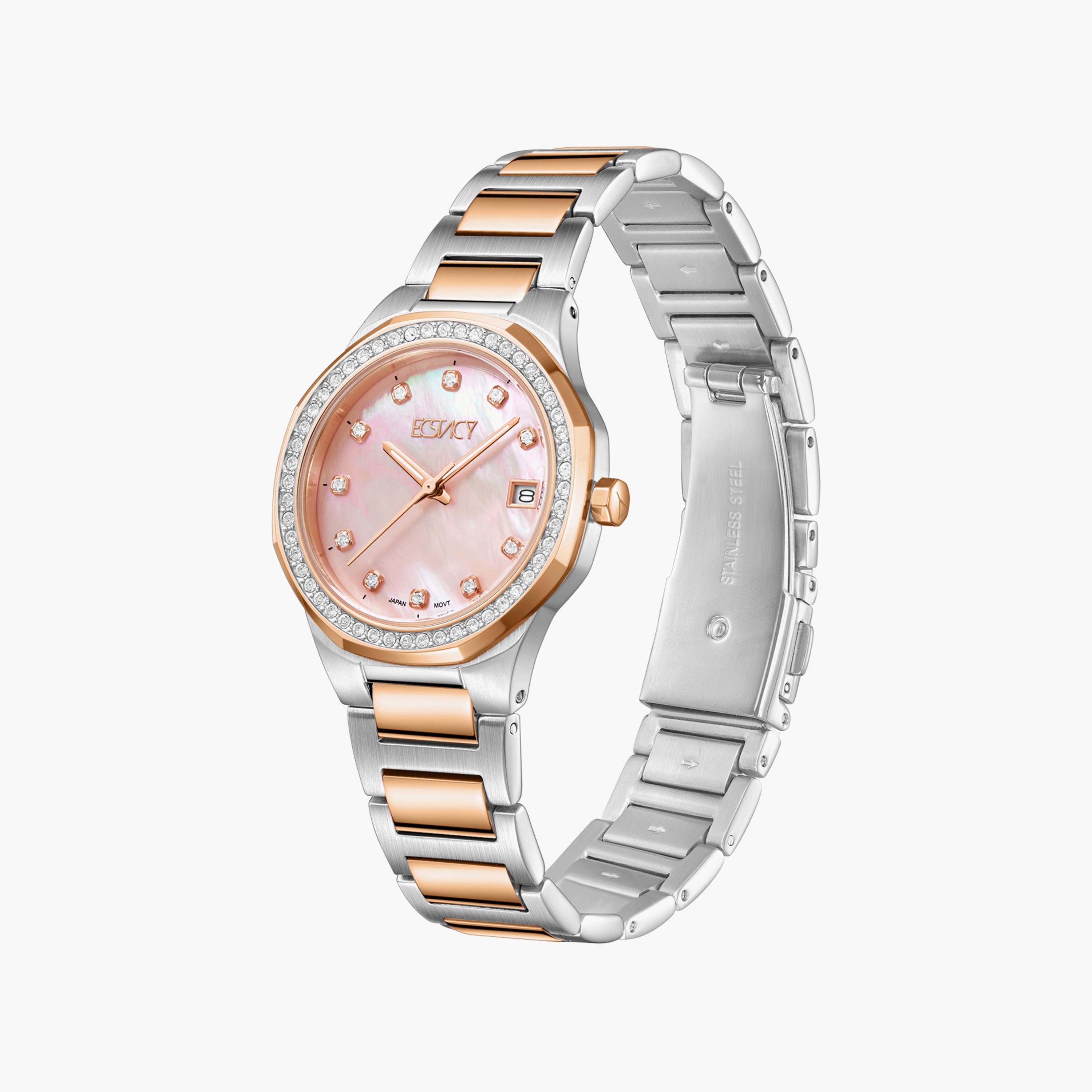 Ecstacy Silver & Rose Gold Analog Stainless Steel Strap Watch | E23511-KBKMP-women-watchesandjewellery-watches-image-2