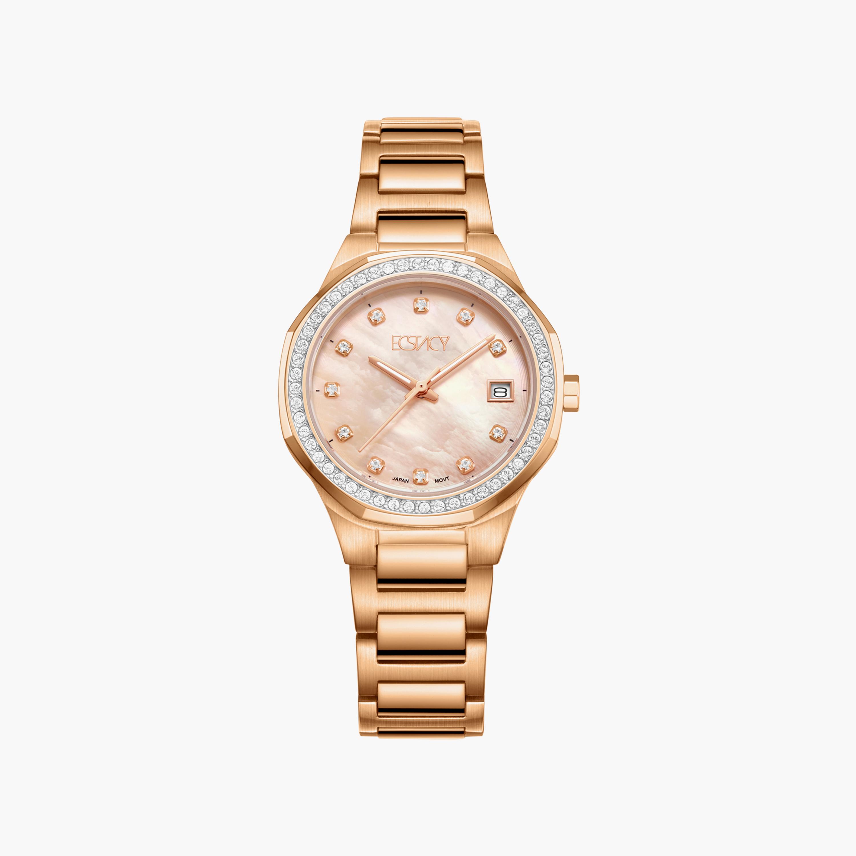 ساعة يد تناظرية كونفيتي فضية وذهبية بسوار معدني للنساء من جيس W0851L3-women-watchesandjewellery-watches-image-1