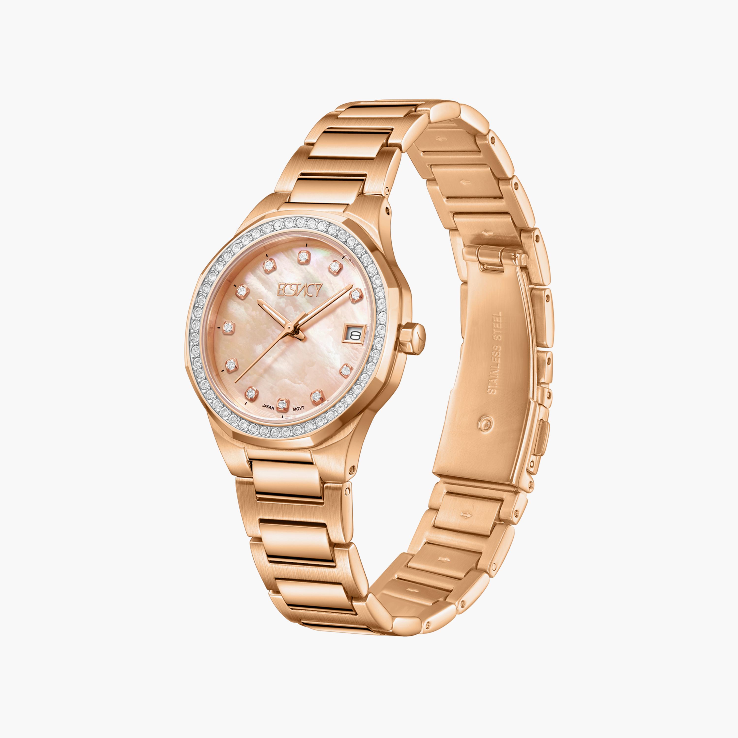 ساعة يد تناظرية كونفيتي فضية وذهبية بسوار معدني للنساء من جيس W0851L3-women-watchesandjewellery-watches-image-2
