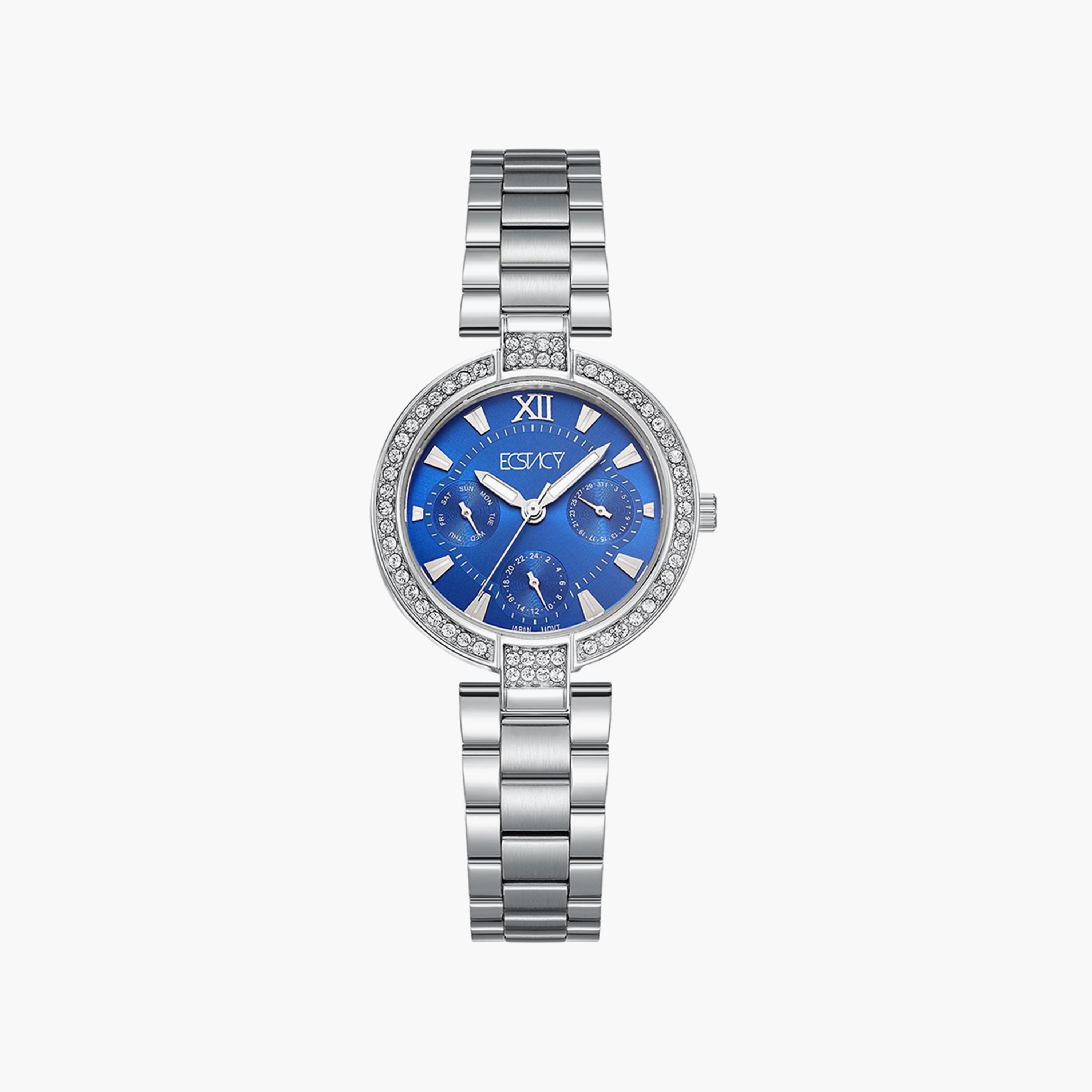 ساعة إكستاسي ذو انالوج للنساء بسوار فضي مع ستانلس ستيل | E5677-SBSL-women-watchesandjewellery-watches-image-1