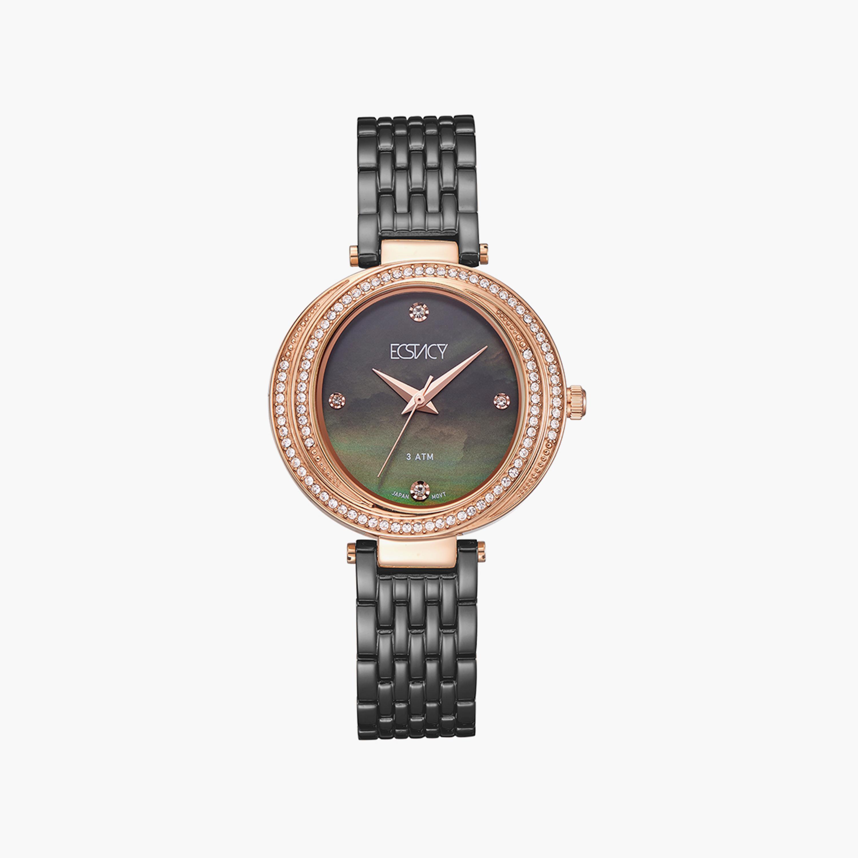 ساعة إكستاسي للنساء بسوار غون ميتال أنالوج من ستانلس ستيل | E8513-KBXMB-women-watchesandjewellery-watches-image-1