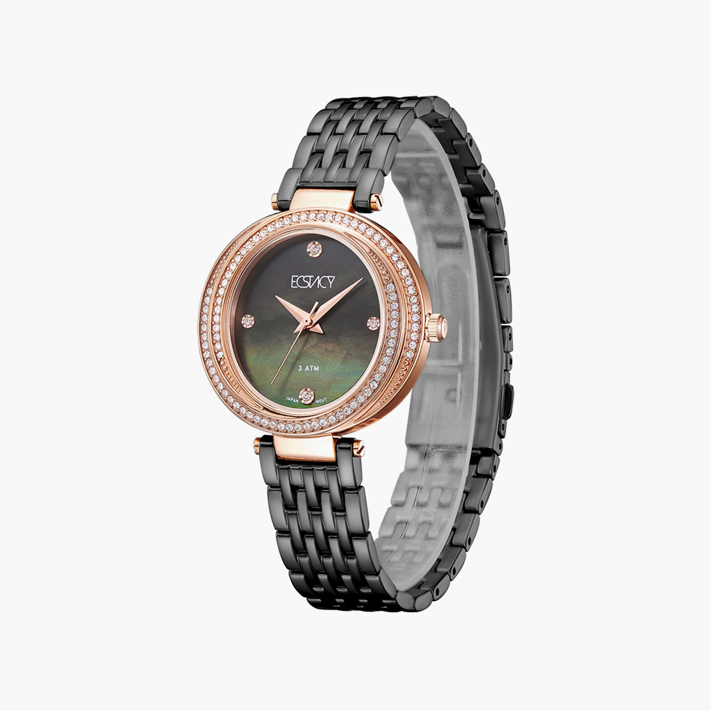ساعة إكستاسي للنساء بسوار غون ميتال أنالوج من ستانلس ستيل | E8513-KBXMB-women-watchesandjewellery-watches-image-2