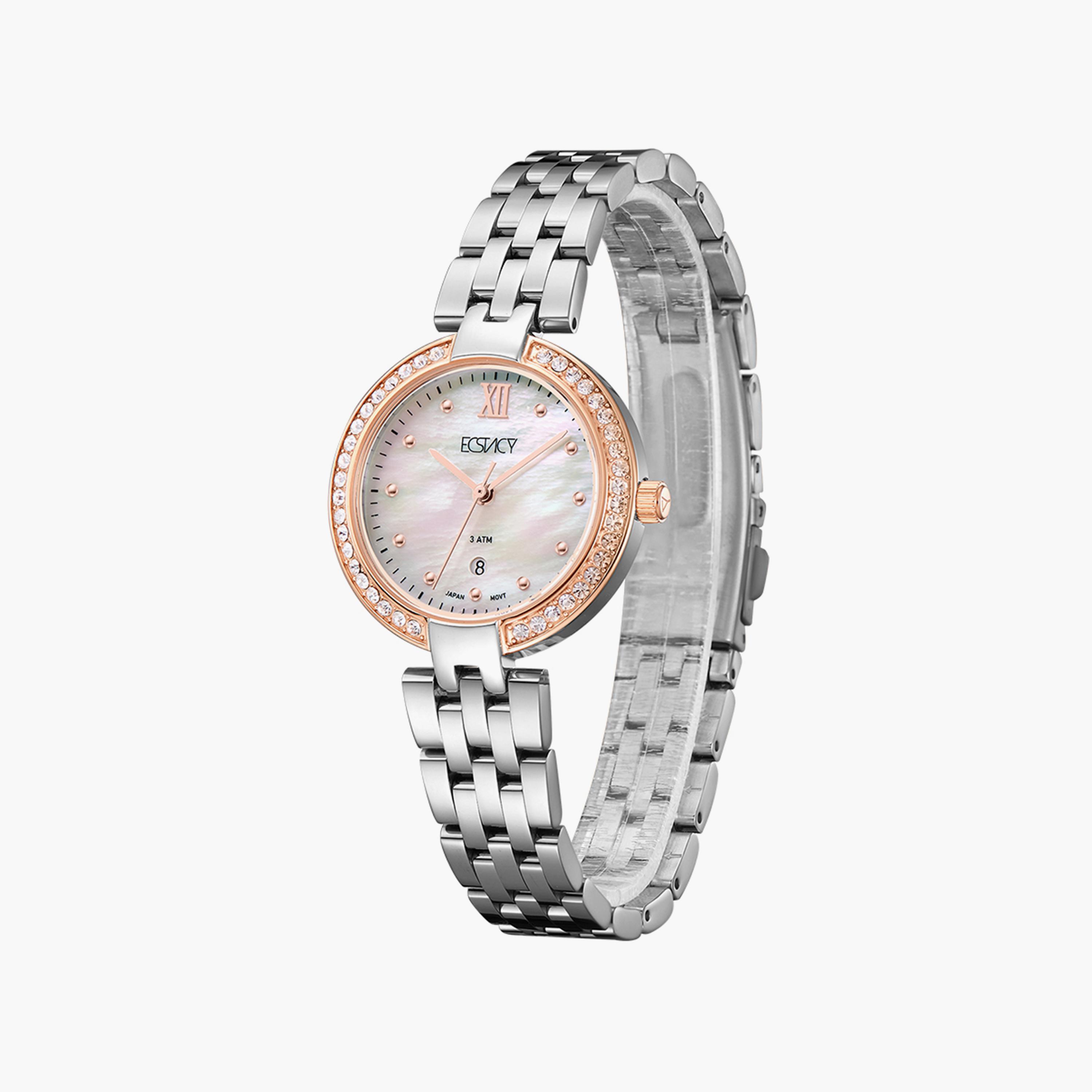 Ecstacy Silver Analog Stainless Steel Strap Watch | E8516-KBSM-women-watchesandjewellery-watches-image-2