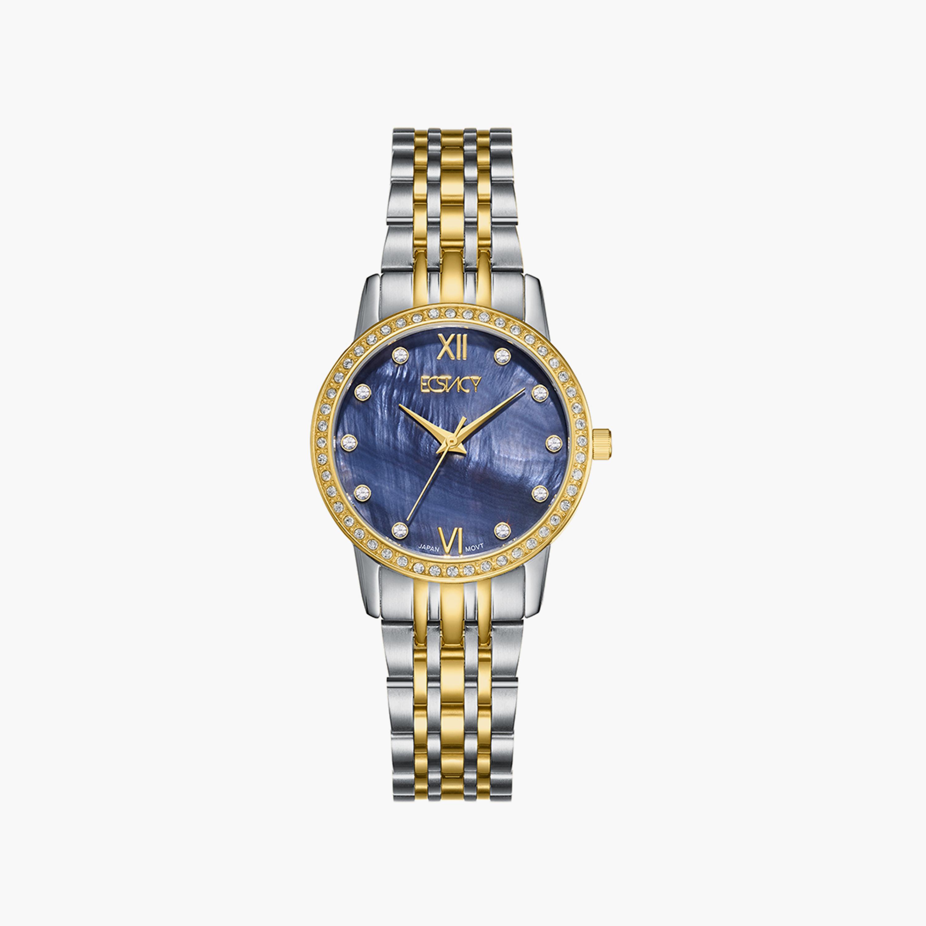 ساعة إكستاسي ذو انالوج بسوار فضي وذهبي مع ستانلس ستيل | E9517-TBTMB-women-watchesandjewellery-watches-image-1
