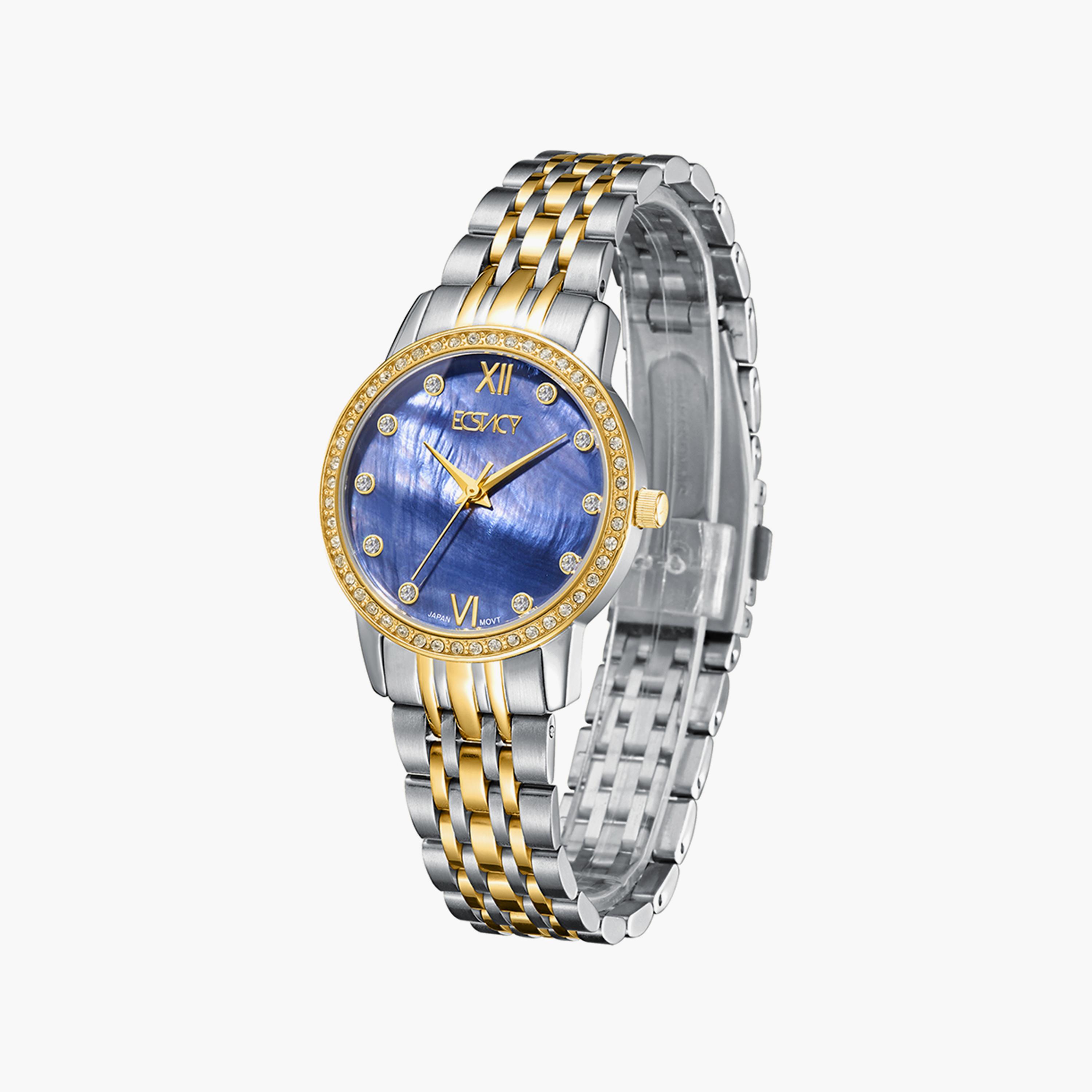 ساعة إكستاسي ذو انالوج بسوار فضي وذهبي مع ستانلس ستيل | E9517-TBTMB-women-watchesandjewellery-watches-image-2