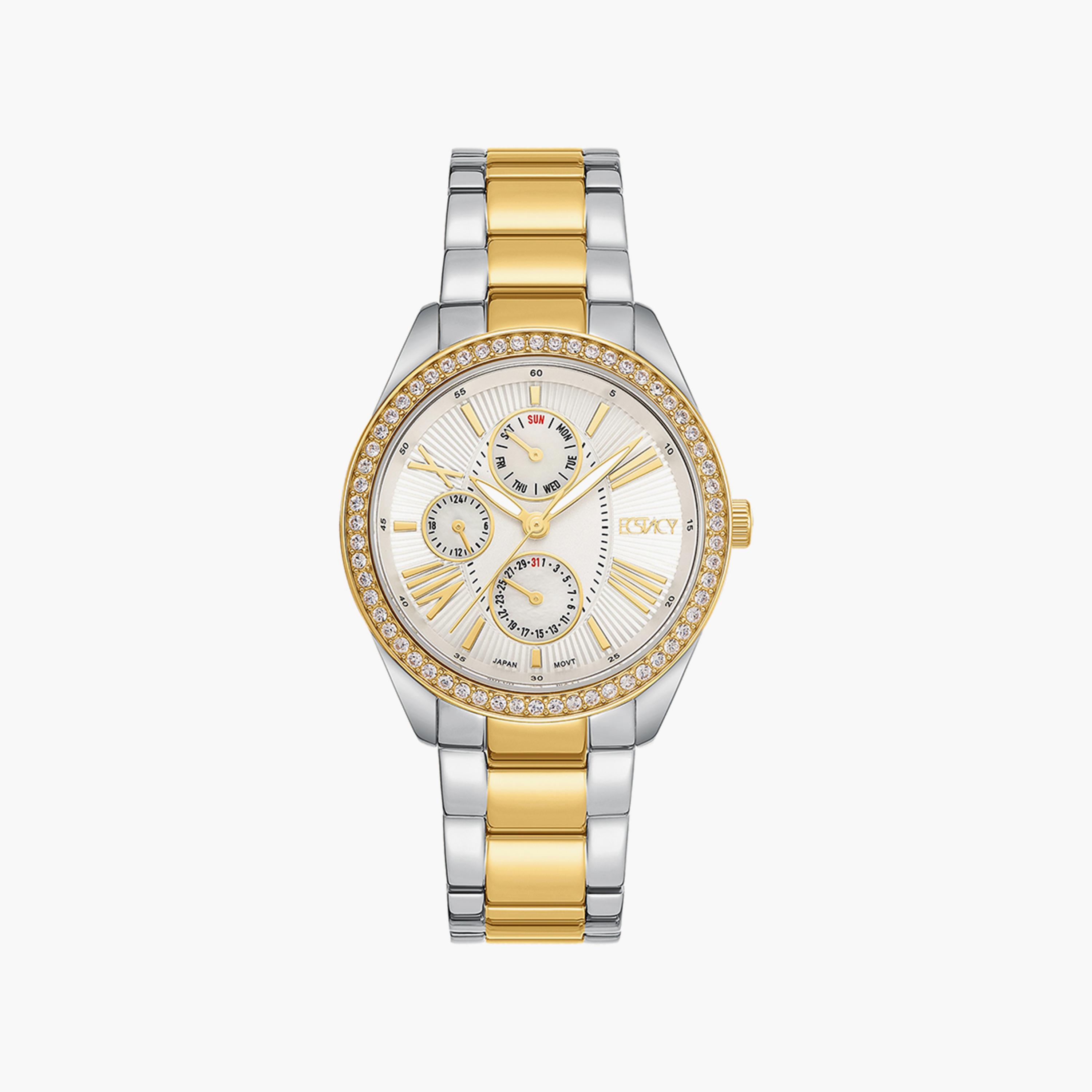 Ecstacy Women's Silver & Gold Analog Stainless Steel Strap Watch | E9621-TBTW-women-watchesandjewellery-watches-image-1