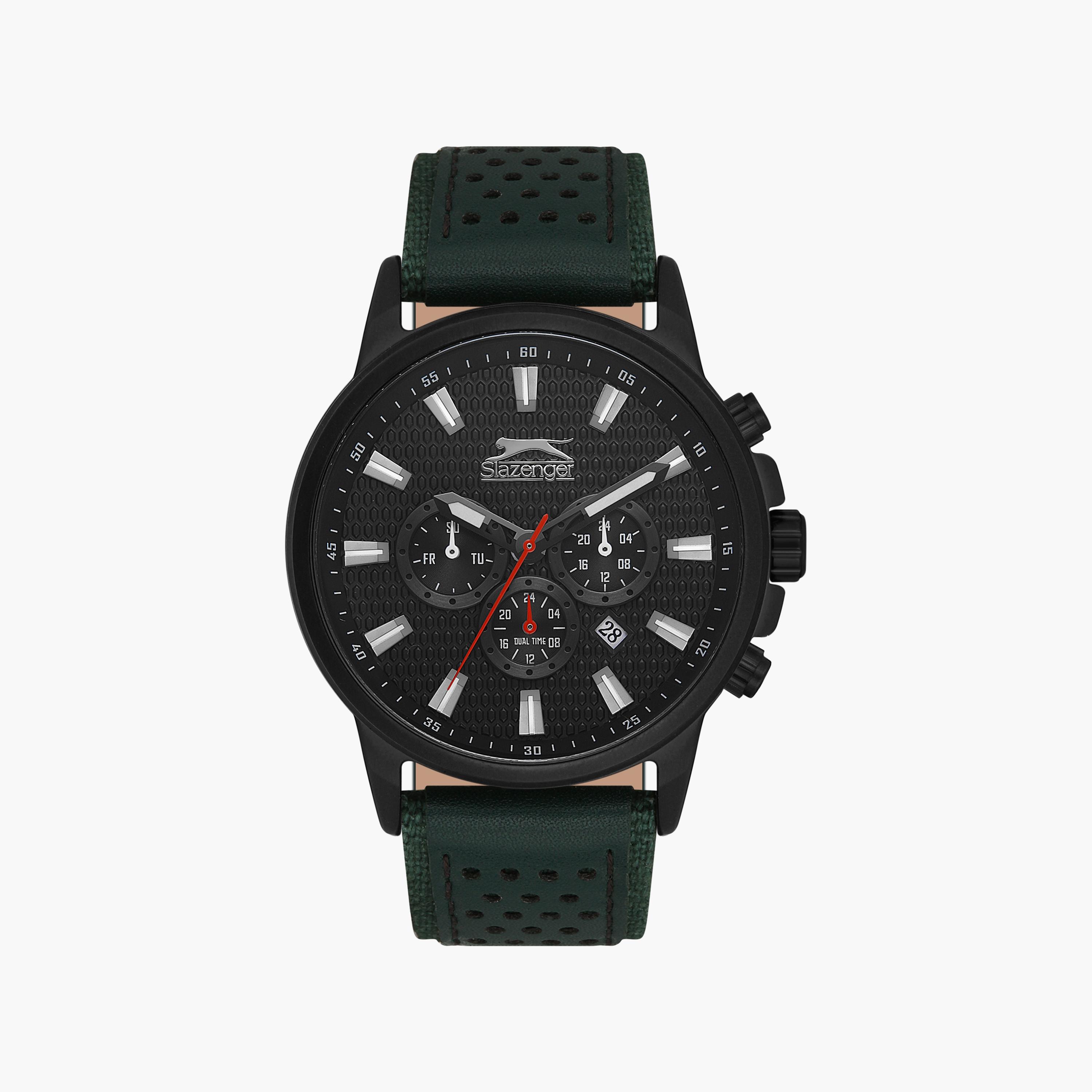 ساعة كرونوغراف بسوار جلدي اخضر للرجال من سلازنجر | SL.9.2105.2.02-men-watchesandjewellery-watches-image-1