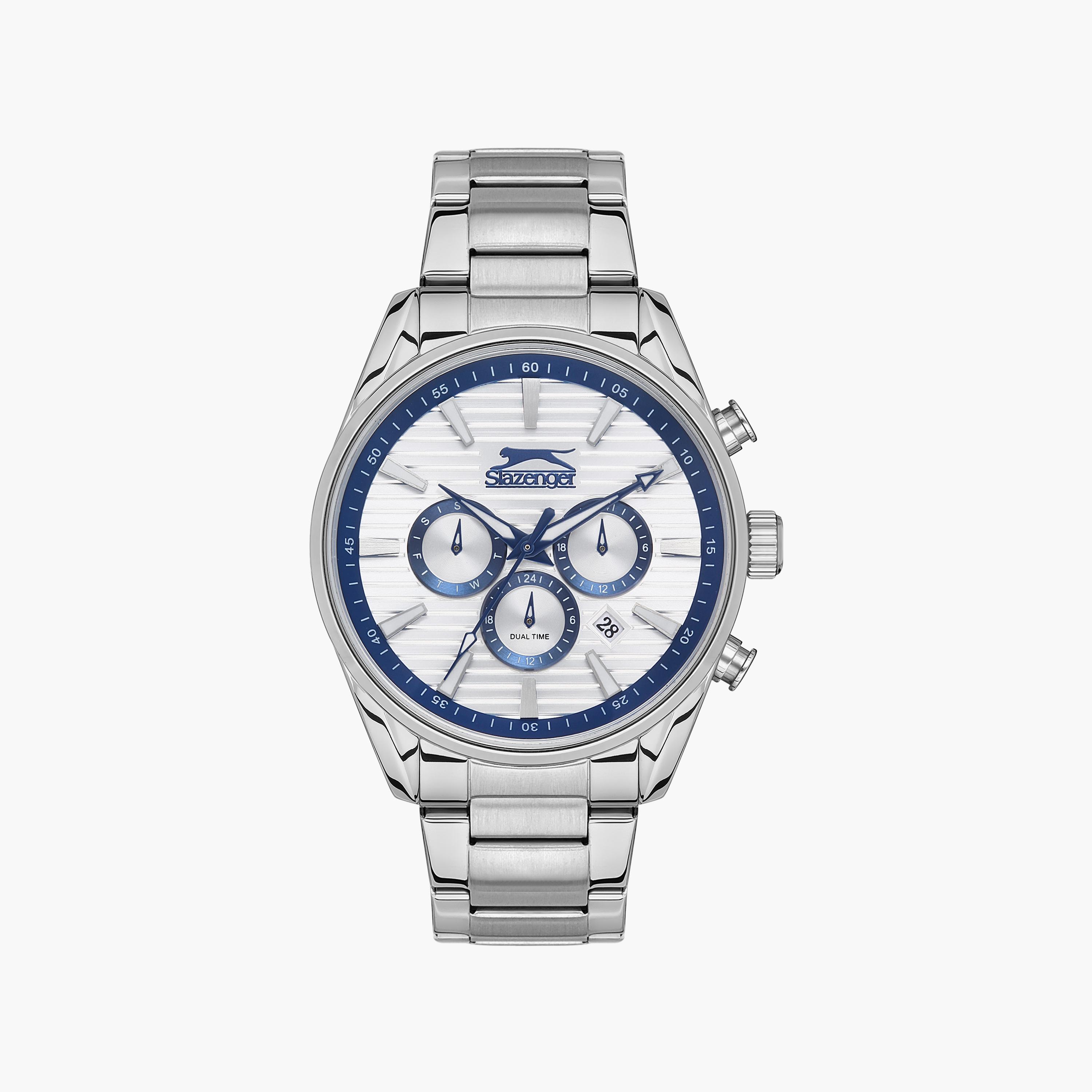ساعة كرونوغراف فضية بسوار ستانلس ستيل من سلازنجر للرجال | SL.9.2111.2.01-men-watchesandjewellery-watches-image-1