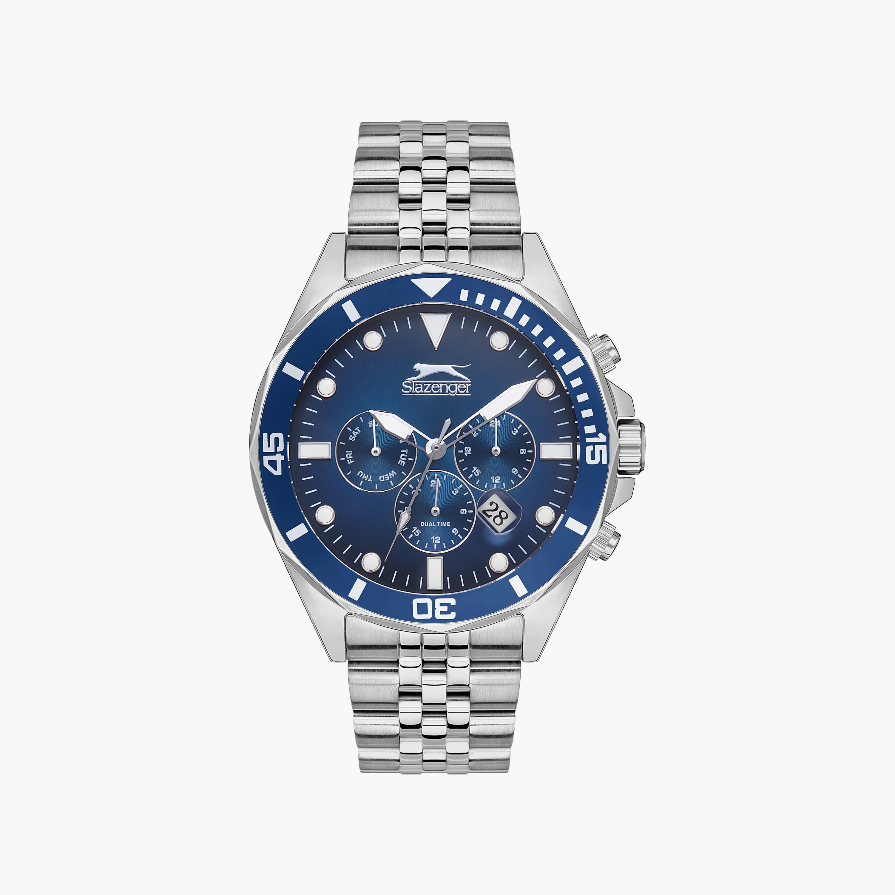 ساعة كرونوغراف فضية بسوار ستانلس ستيل من سلازنجر للرجال | SL.9.2130.2.01-men-watchesandjewellery-watches-image-1