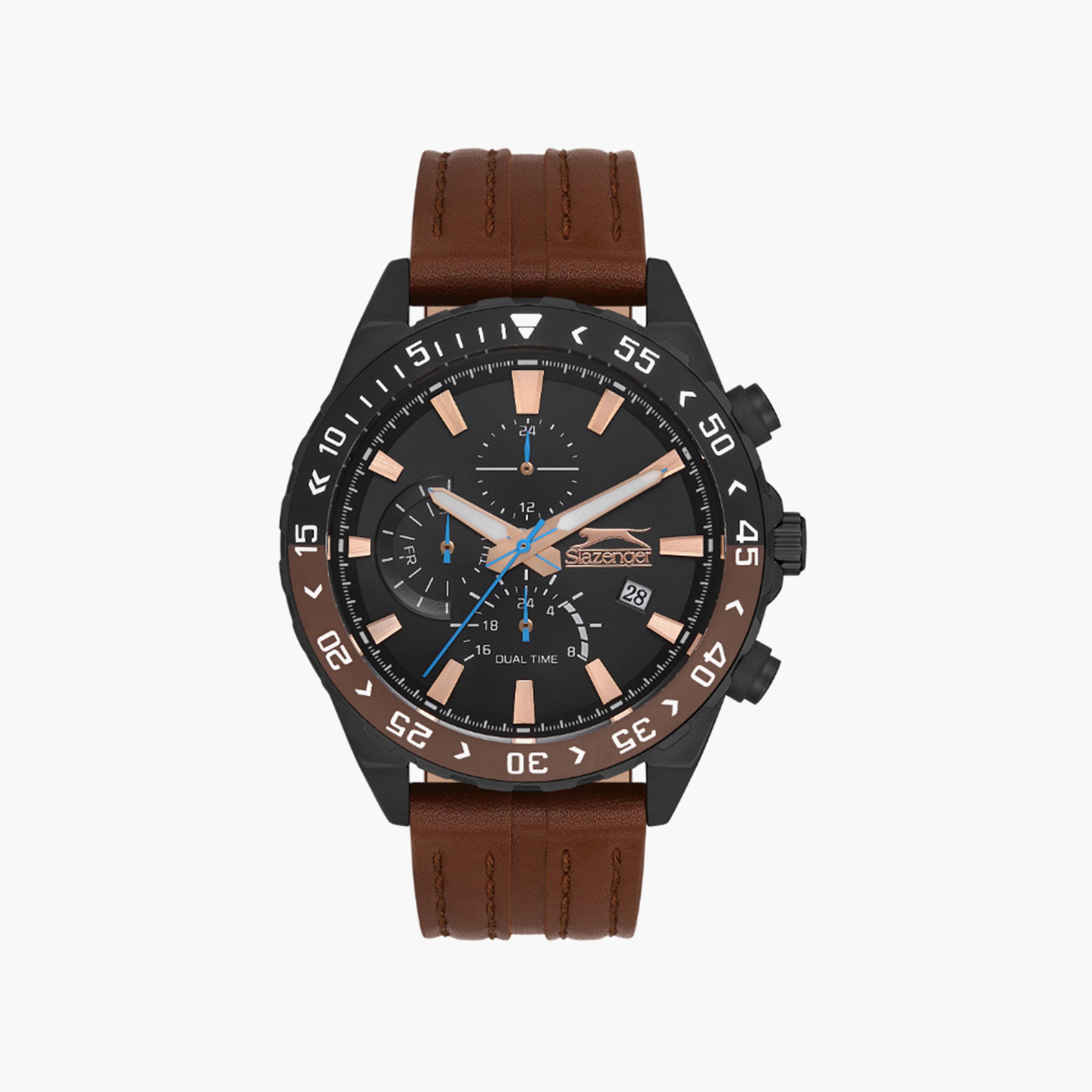 ساعة كرونوغراف بسوار سيليكون بني للرجال من سلازنجر | SL.9.2152.2.04-men-watchesandjewellery-watches-image-1