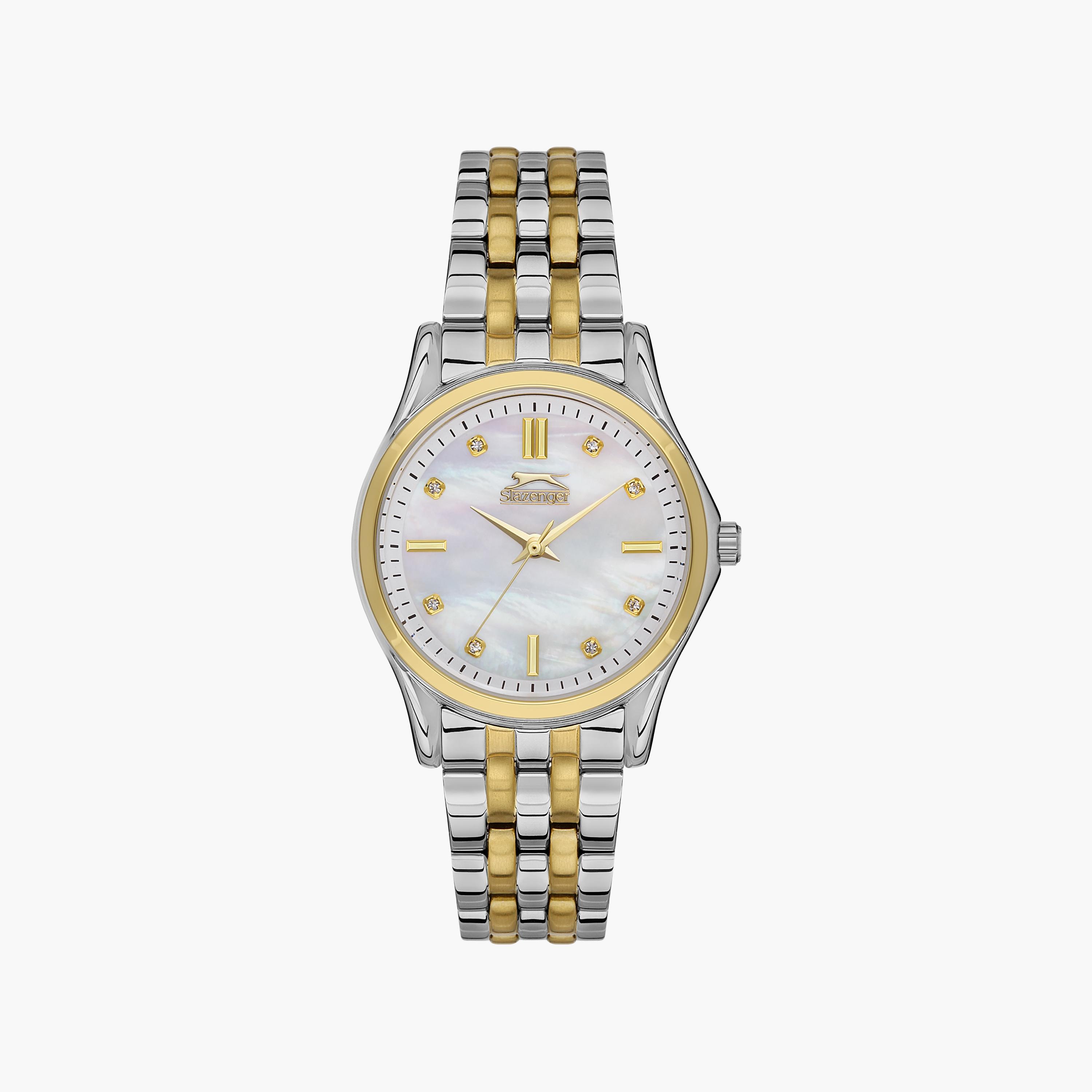 ساعة يد تناظرية فضية وذهبية بسوار ستانلس ستيل للرجال من أوماكس - 00HYB119N028-women-watchesandjewellery-watches-image-1