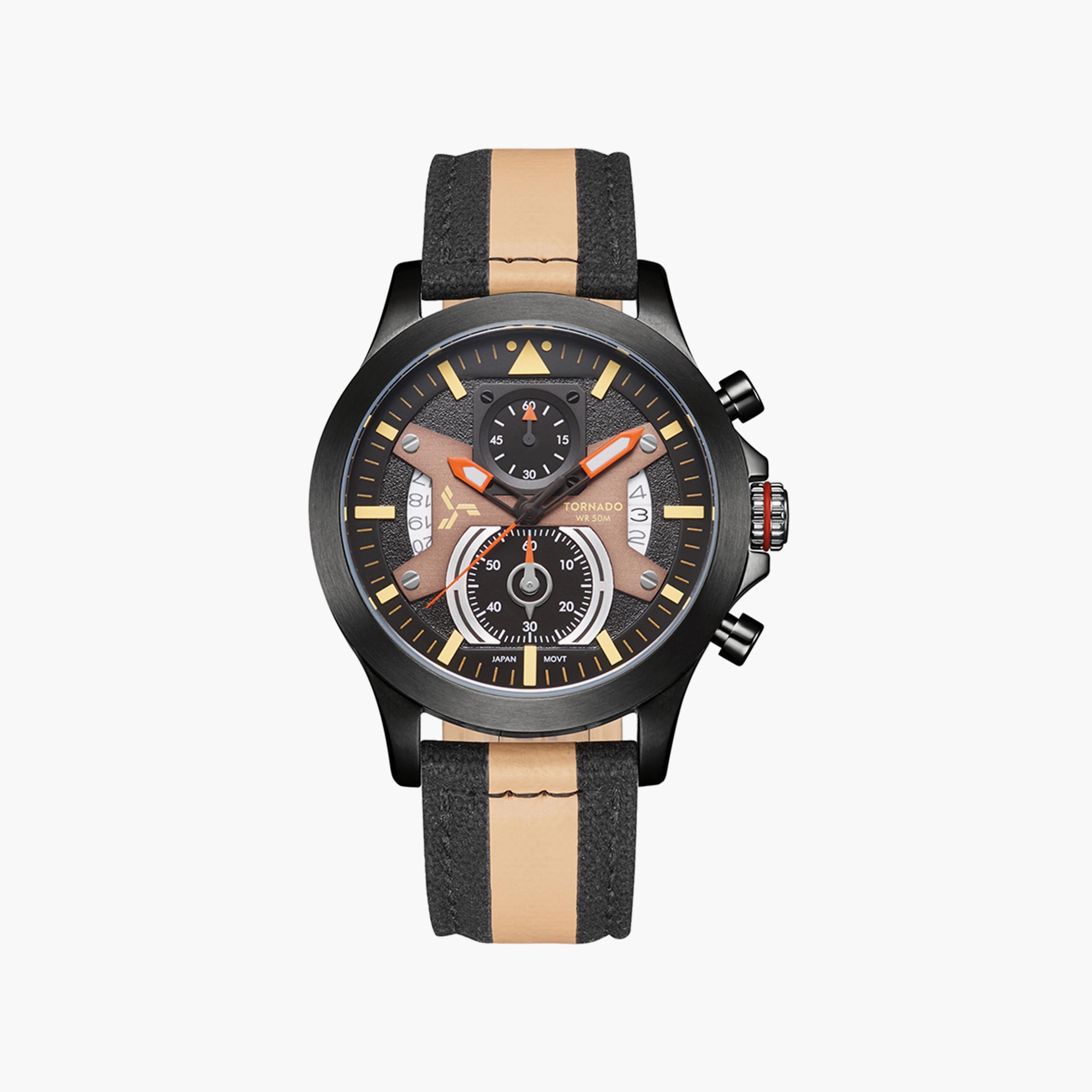 ساعة تورنادو ذو كرونوغراف بسوار نايلون أسود للرجال | T20101-XNFB-men-watchesandjewellery-watches-image-1