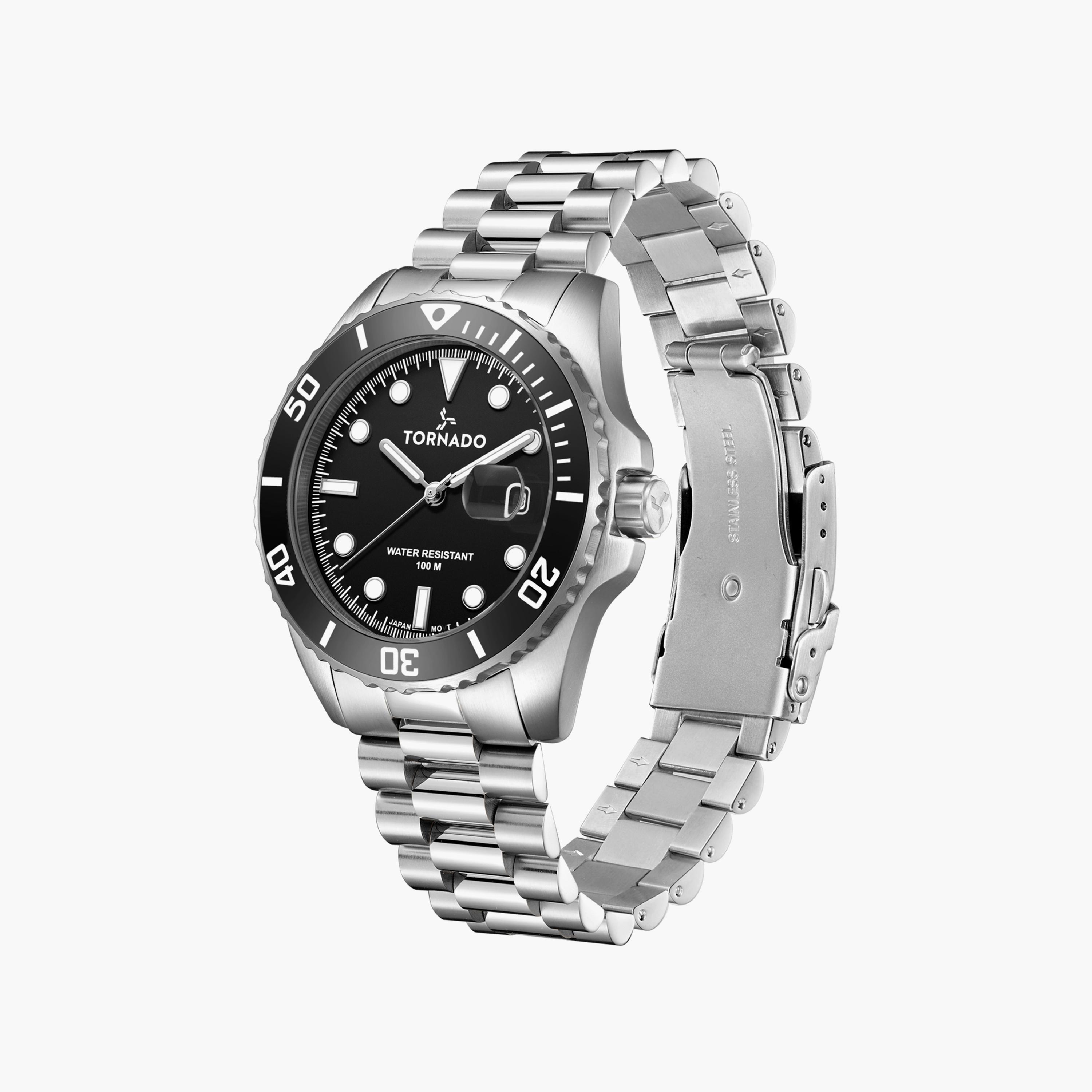 ساعة أنالوج فضية بسوار ستانلس ستيل من تورنادو للرجال | T22001-SBSB-men-watchesandjewellery-watches-image-2