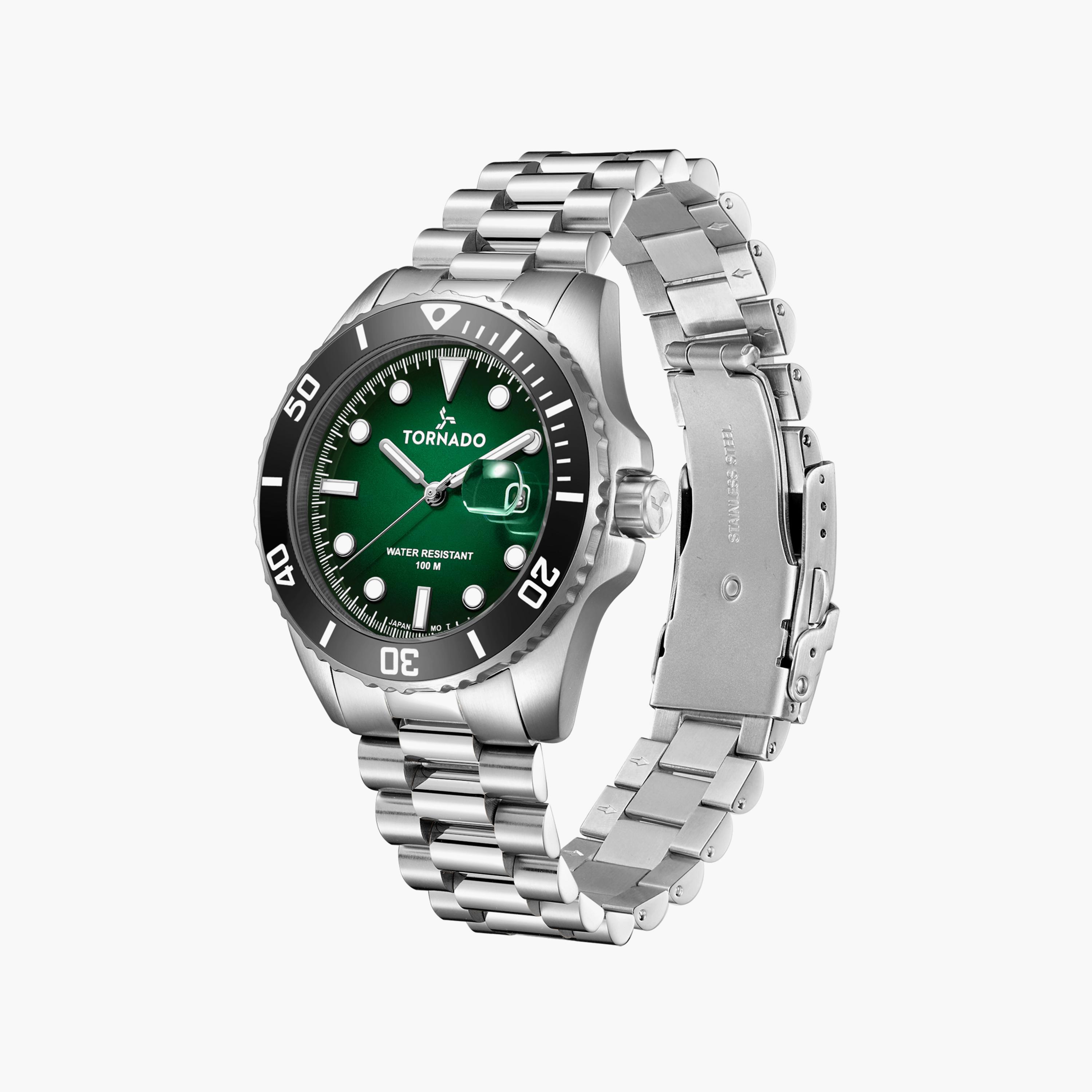 ساعة أنالوج فضية بسوار ستانلس ستيل من تورنادو للرجال | T22001-SBSHB-men-watchesandjewellery-watches-image-2