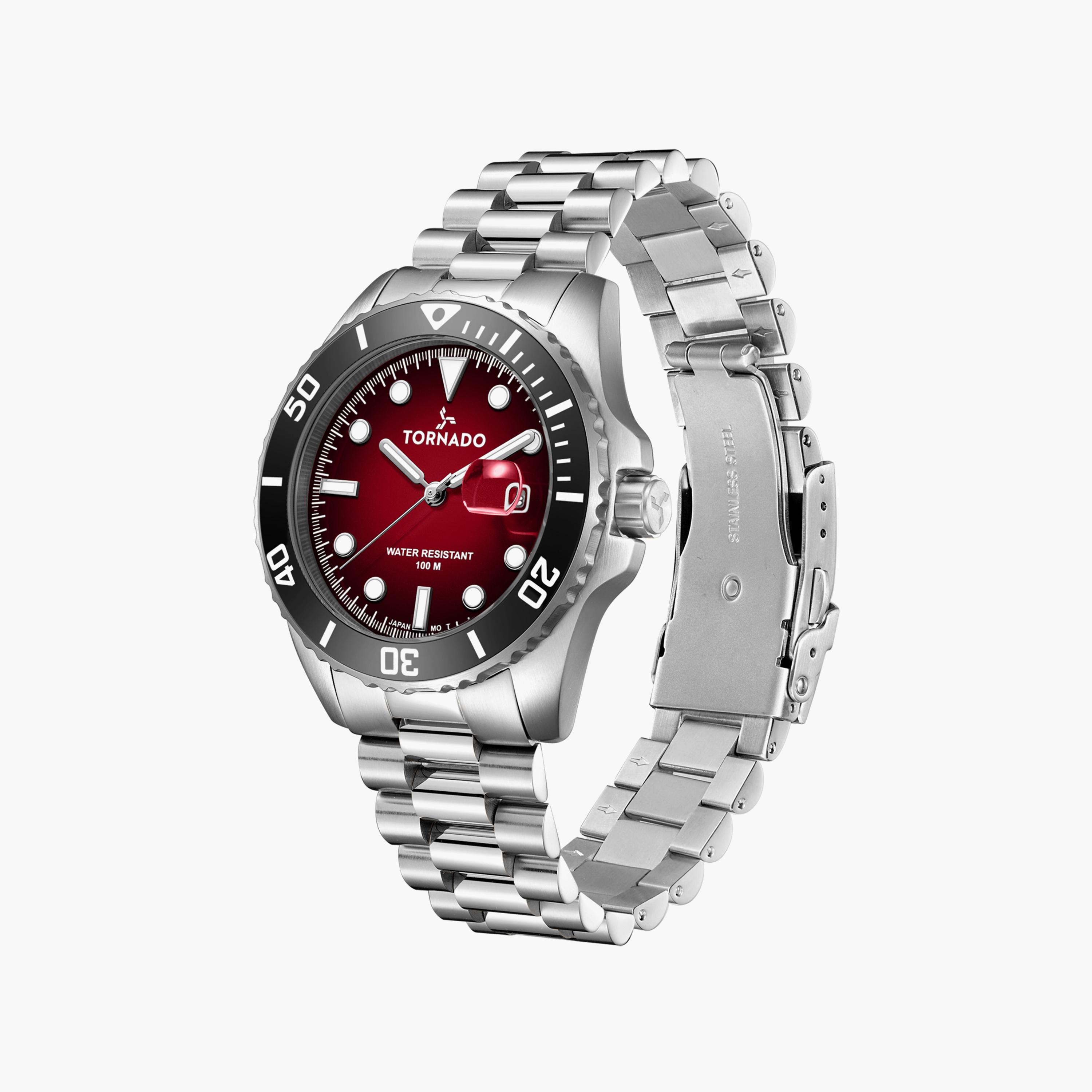 Tornado Men's Silver Analog Stainless Steel Strap Watch | T22001-SBSMB-men-watchesandjewellery-watches-image-2