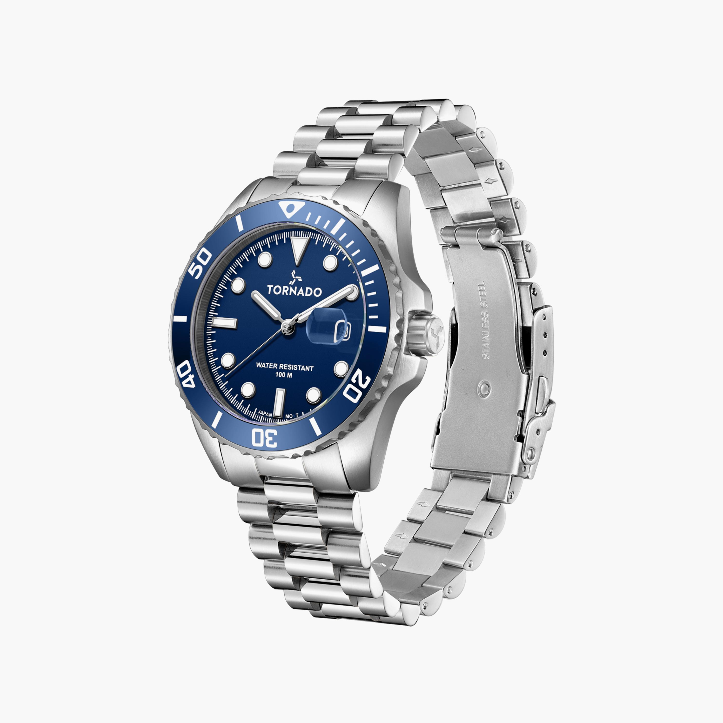 Tornado Men's Silver Analog Stainless Steel Strap Watch | T22001-SBSN-men-watchesandjewellery-watches-image-2