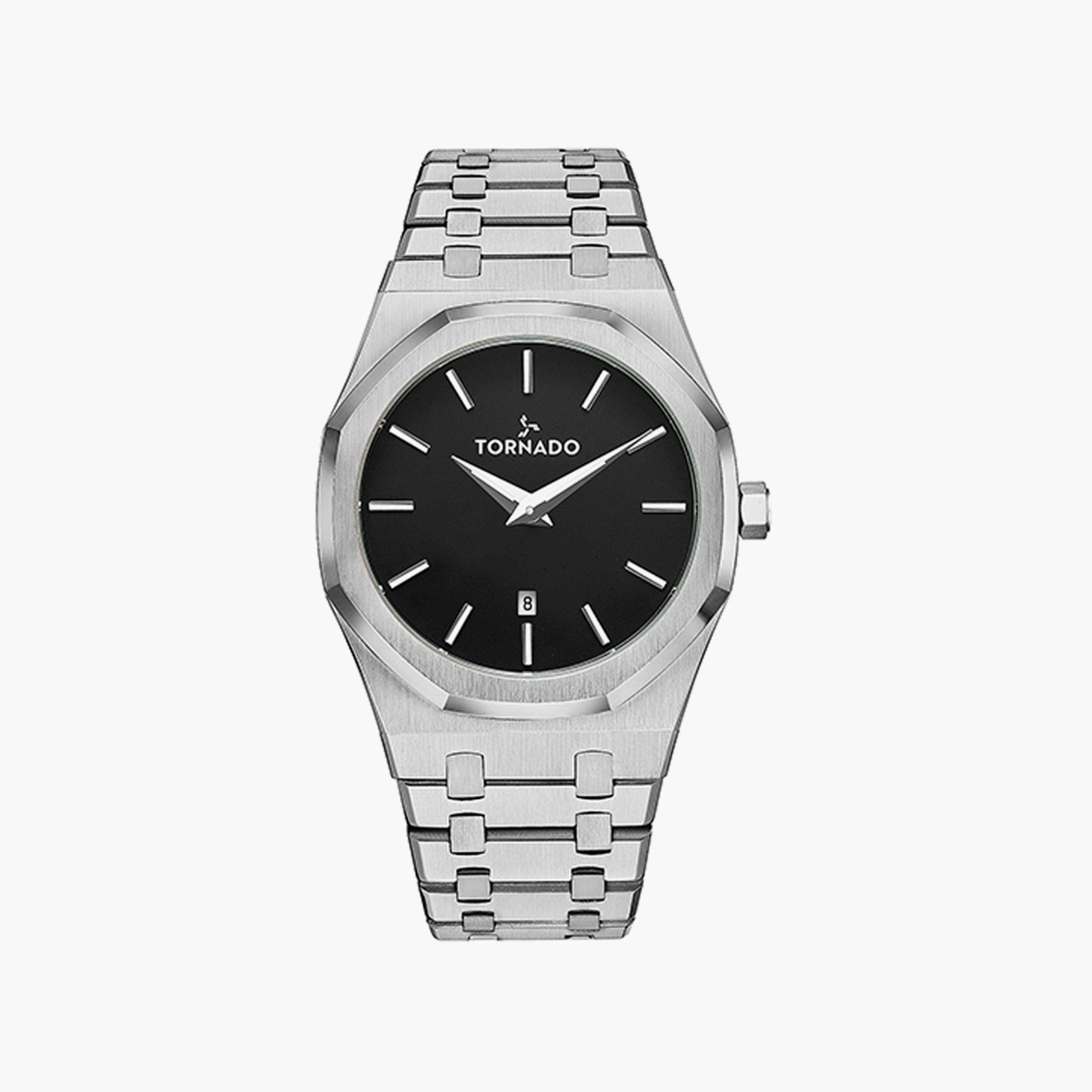 ساعة أنالوج فضية بسوار ستانلس ستيل من تورنادو للرجال | T9009-SBSB-men-watchesandjewellery-watches-image-1
