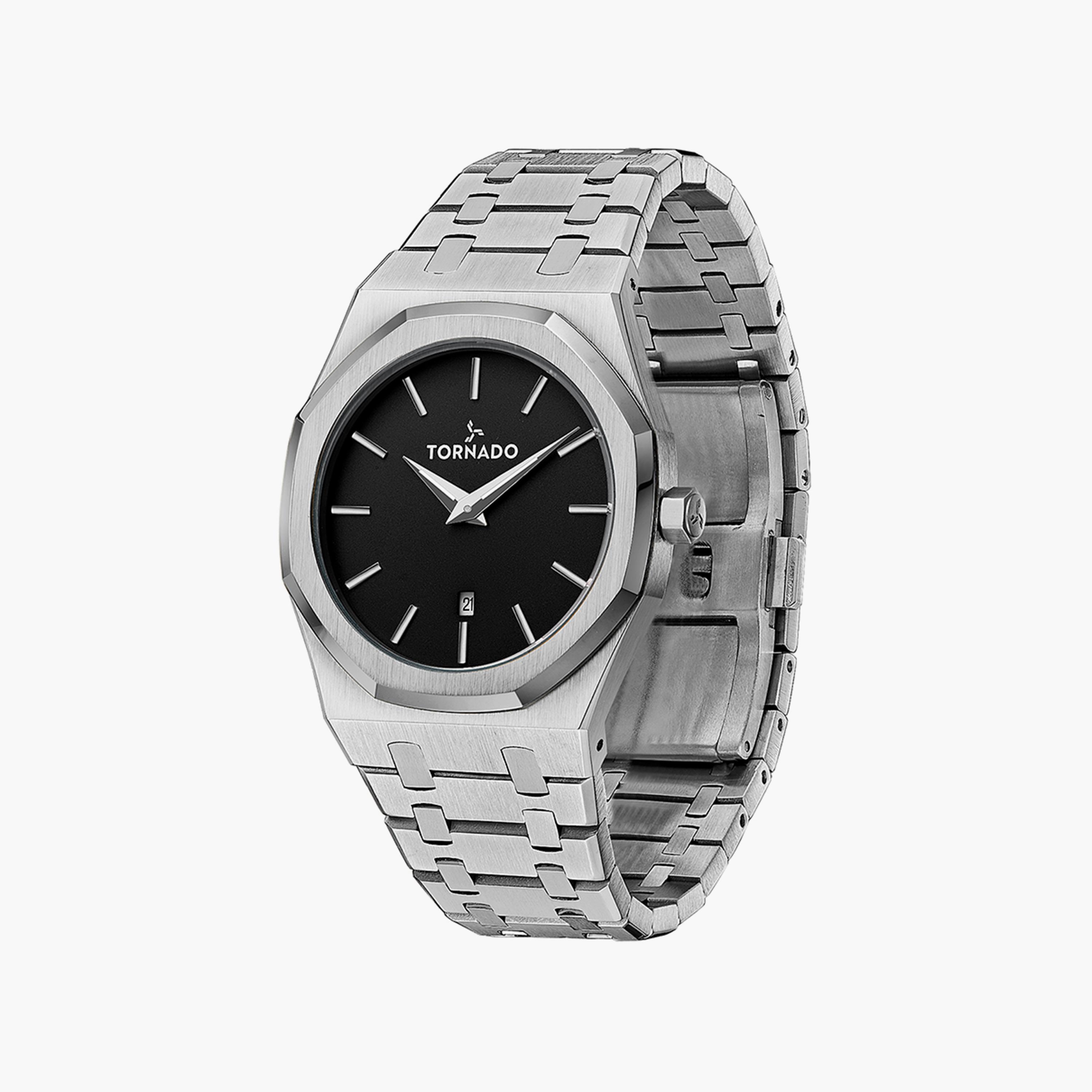 ساعة أنالوج فضية بسوار ستانلس ستيل من تورنادو للرجال | T9009-SBSB-men-watchesandjewellery-watches-image-2