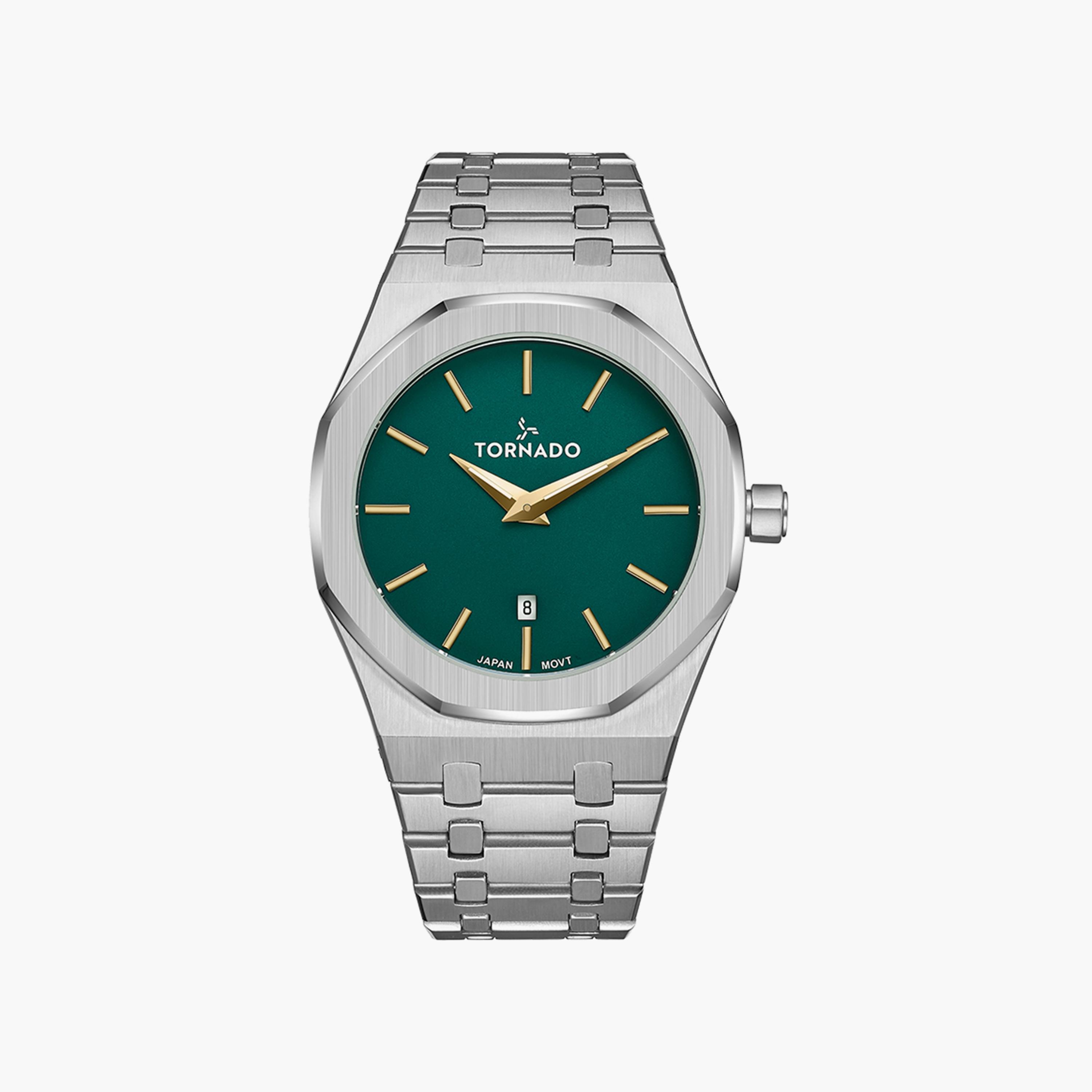 ساعة أنالوج فضية بسوار ستانلس ستيل من تورنادو للرجال | T9009-SBSHG-men-watchesandjewellery-watches-image-1