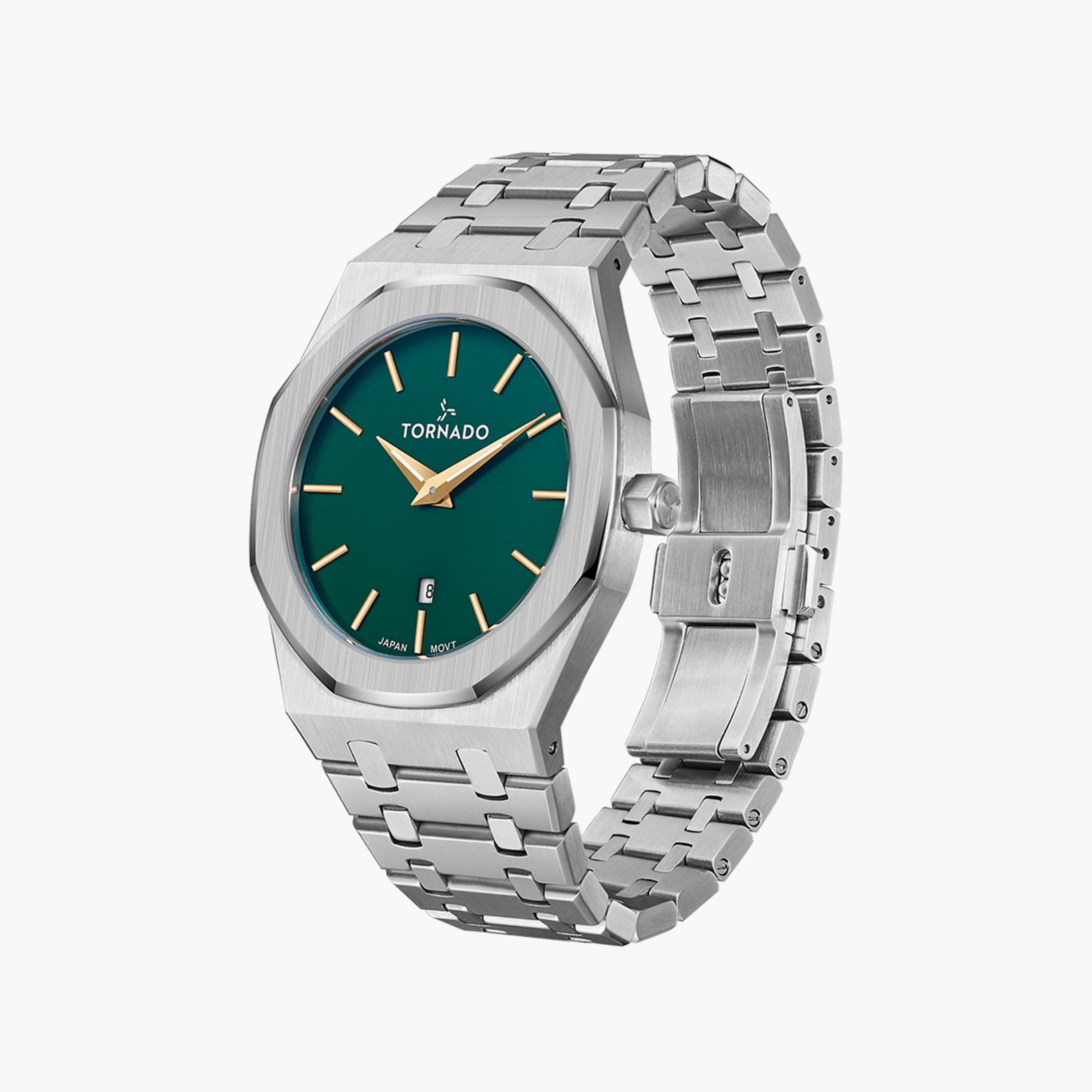 ساعة أنالوج فضية بسوار ستانلس ستيل من تورنادو للرجال | T9009-SBSHG-men-watchesandjewellery-watches-image-2
