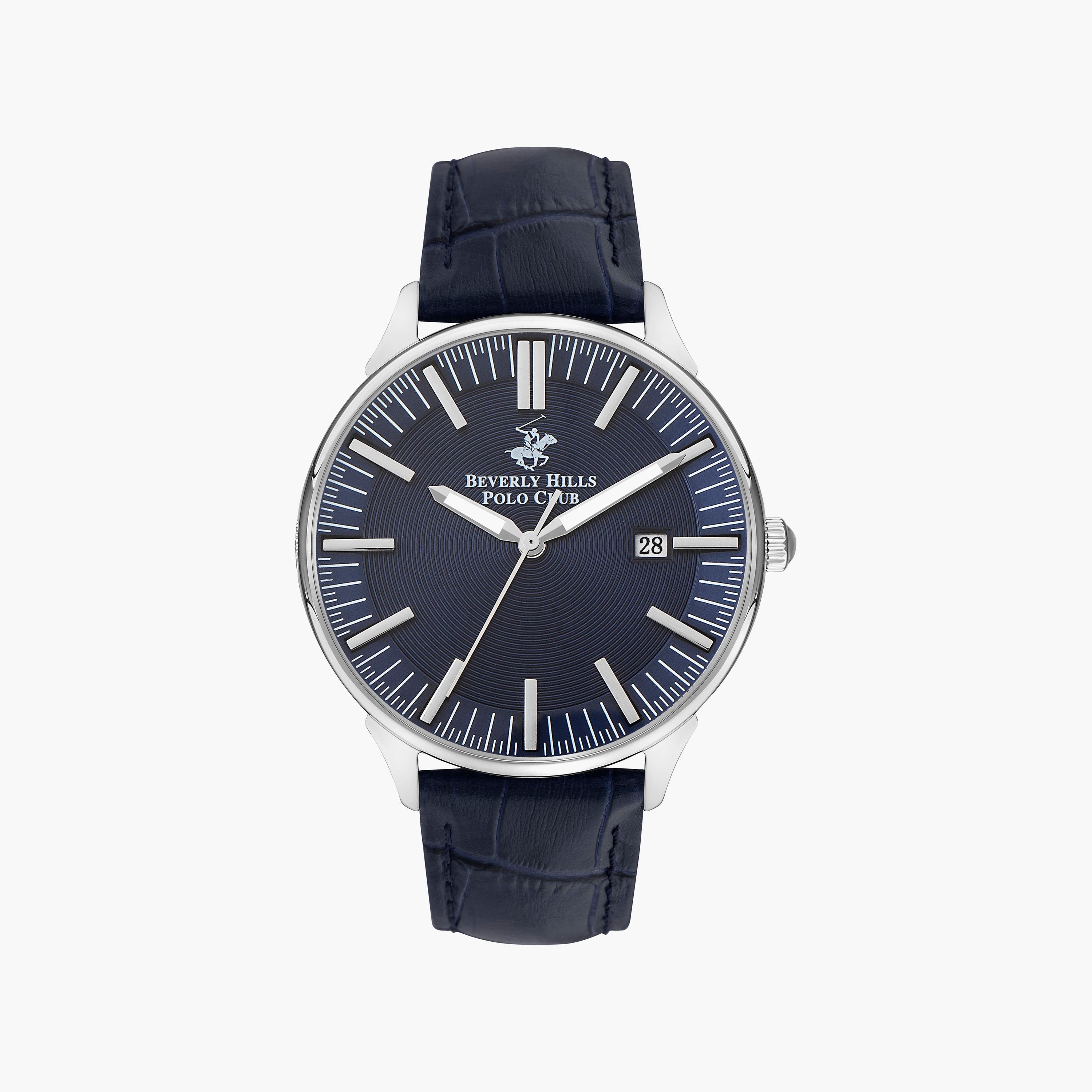 ساعة أنالوج من بيفرلي هيلز بولو كلوب بسوار جلدي أزرق داكن للرجال | BP3342X.399-men-watchesandjewellery-watches-image-1
