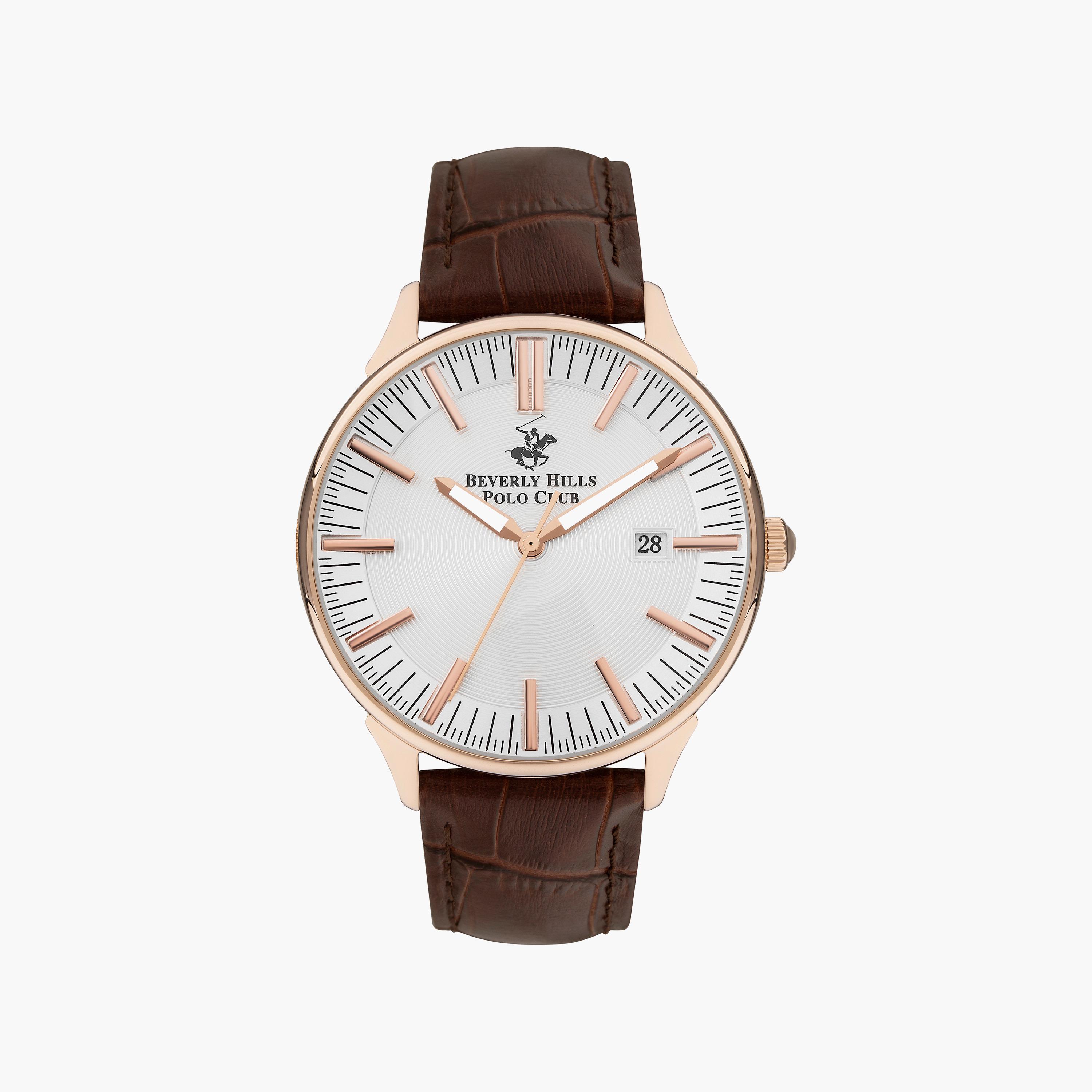 Beverly Hills Polo Club Men's Brown Analog Leather Strap Watch | BP3342X.432-men-watchesandjewellery-watches-image-1