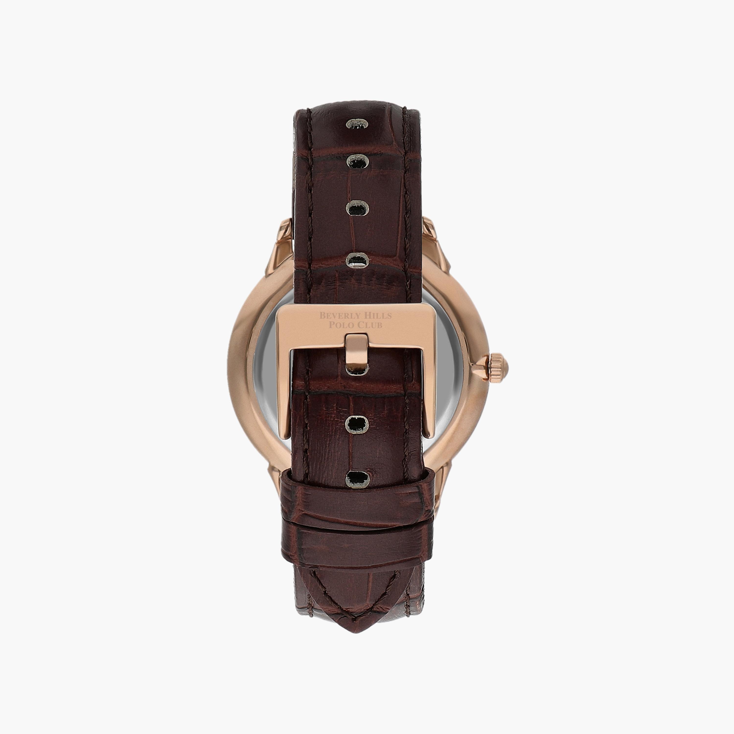 ساعة أنالوج من بيفرلي هيلز بولو كلوب بسوار جلدي بني للرجال | BP3342X.432-men-watchesandjewellery-watches-image-3