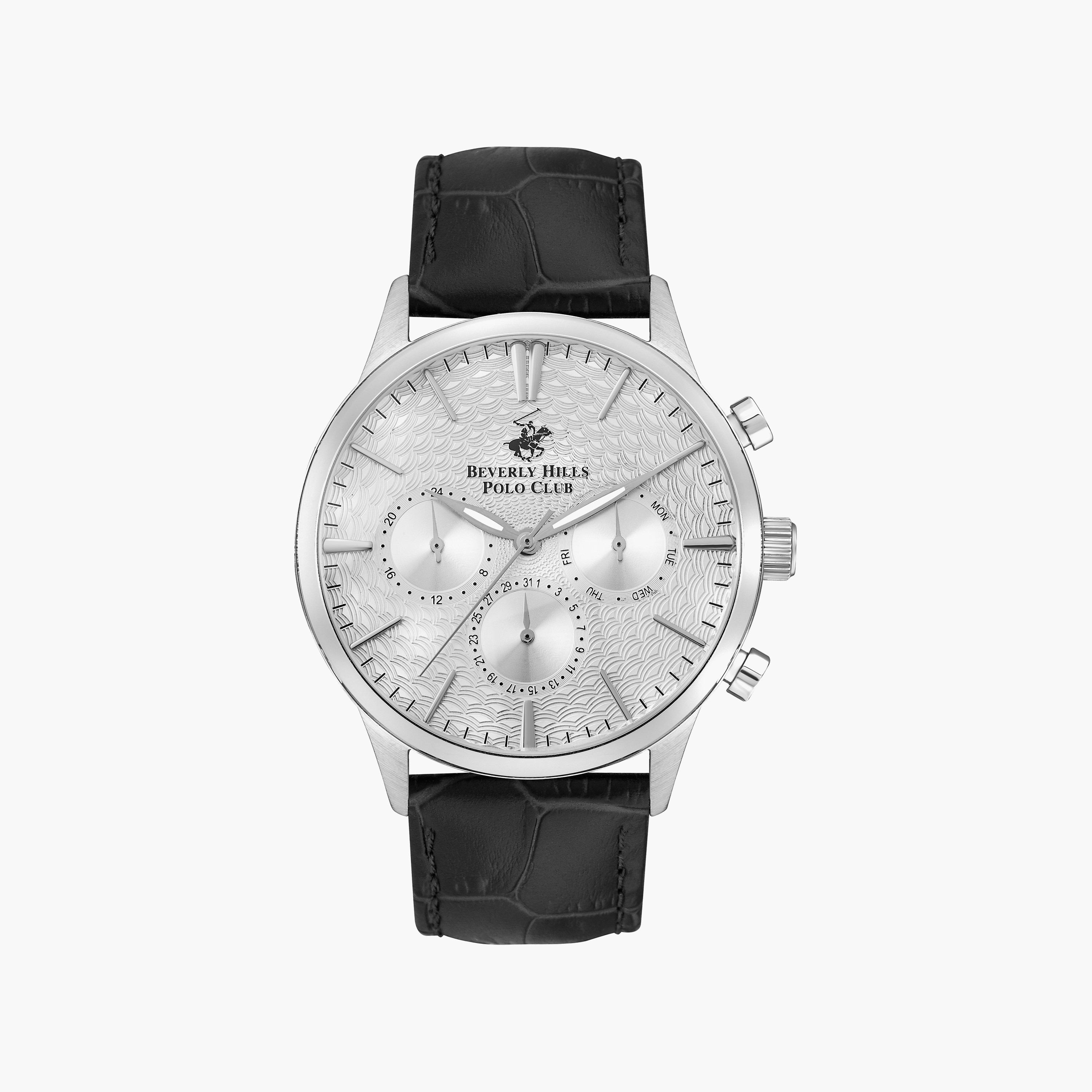 ساعة كرونوغراف من بيفرلي هيلز بولو كلوب بعقارب وسوار جلدي أسود للرجال | BP3368X.331-men-watchesandjewellery-watches-image-1