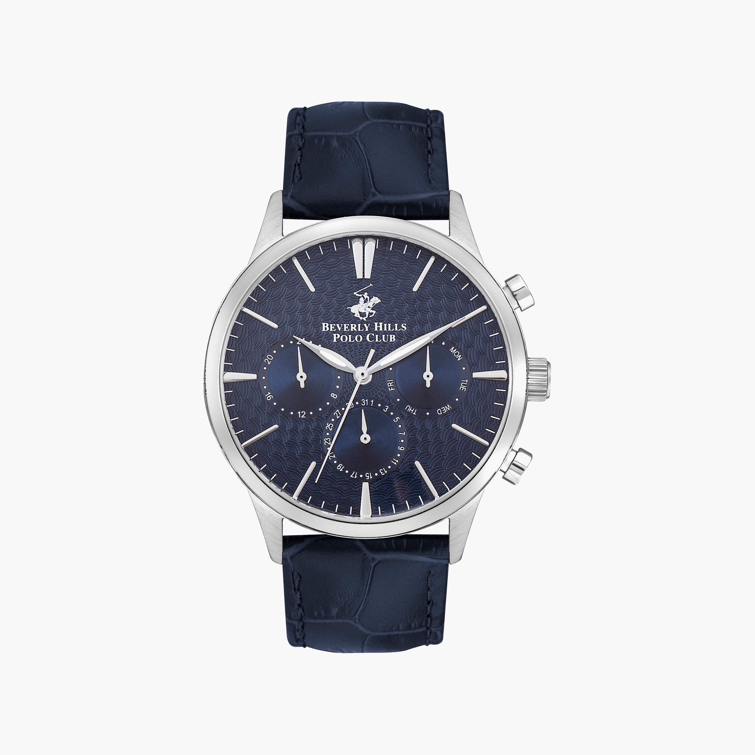 ساعة كرونوغراف من بيفرلي هيلز بولو كلوب بسوار جلدي أزرق داكن للرجال | BP3368X.399-men-watchesandjewellery-watches-image-1