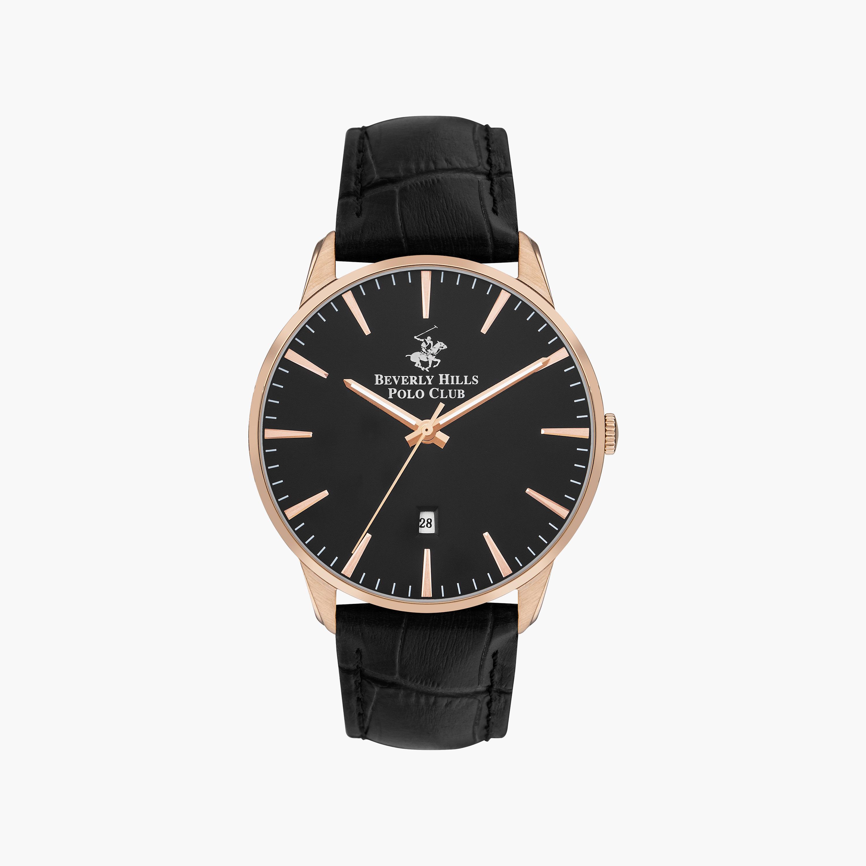 ساعة أنالوج من بيفرلي هيلز بولو كلوب بعقارب وسوار جلدي أسود للرجال | BP3393X.451-men-watchesandjewellery-watches-image-1