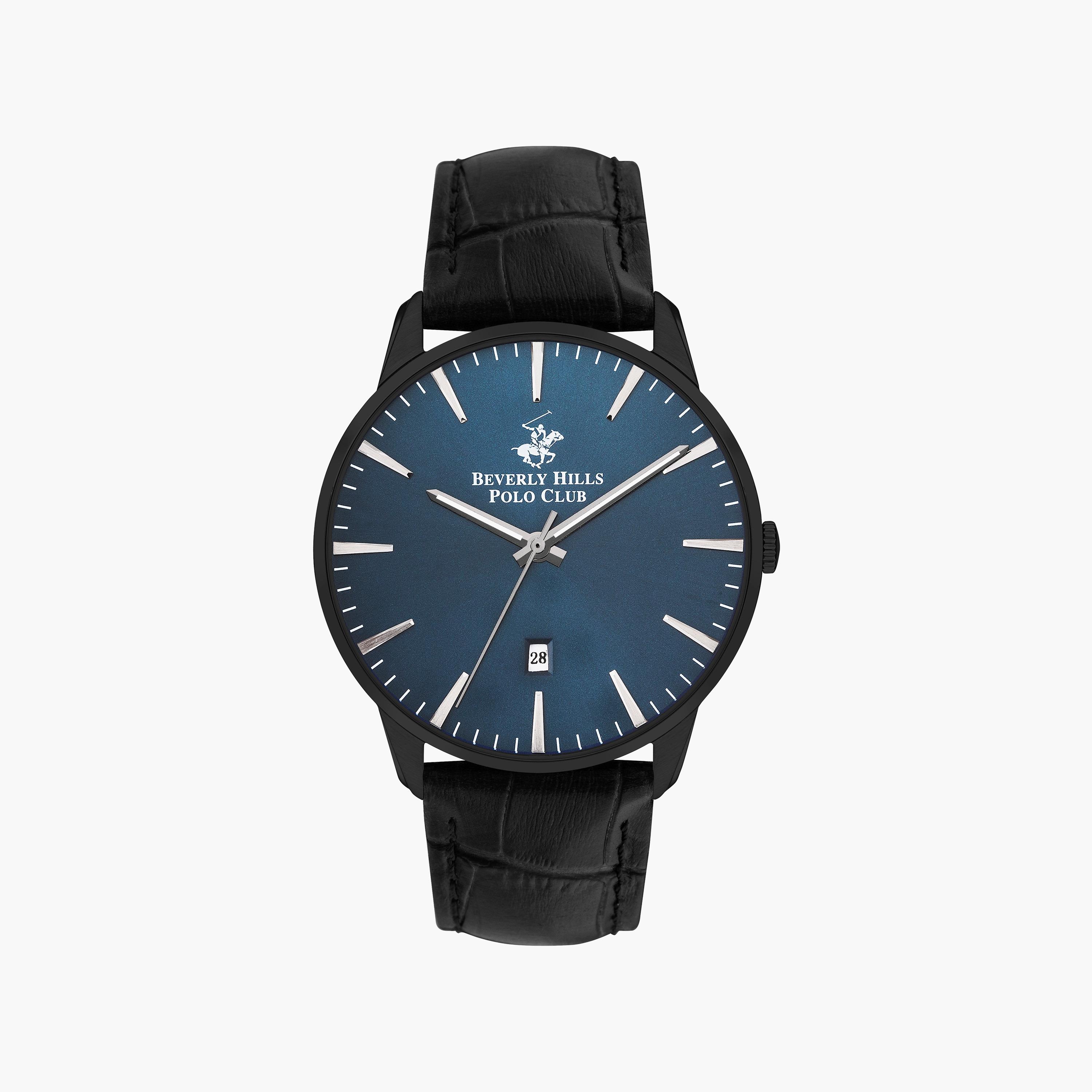 ساعة أنالوج من بيفرلي هيلز بولو كلوب بعقارب وسوار جلدي أسود للرجال | BP3393X.691-men-watchesandjewellery-watches-image-1