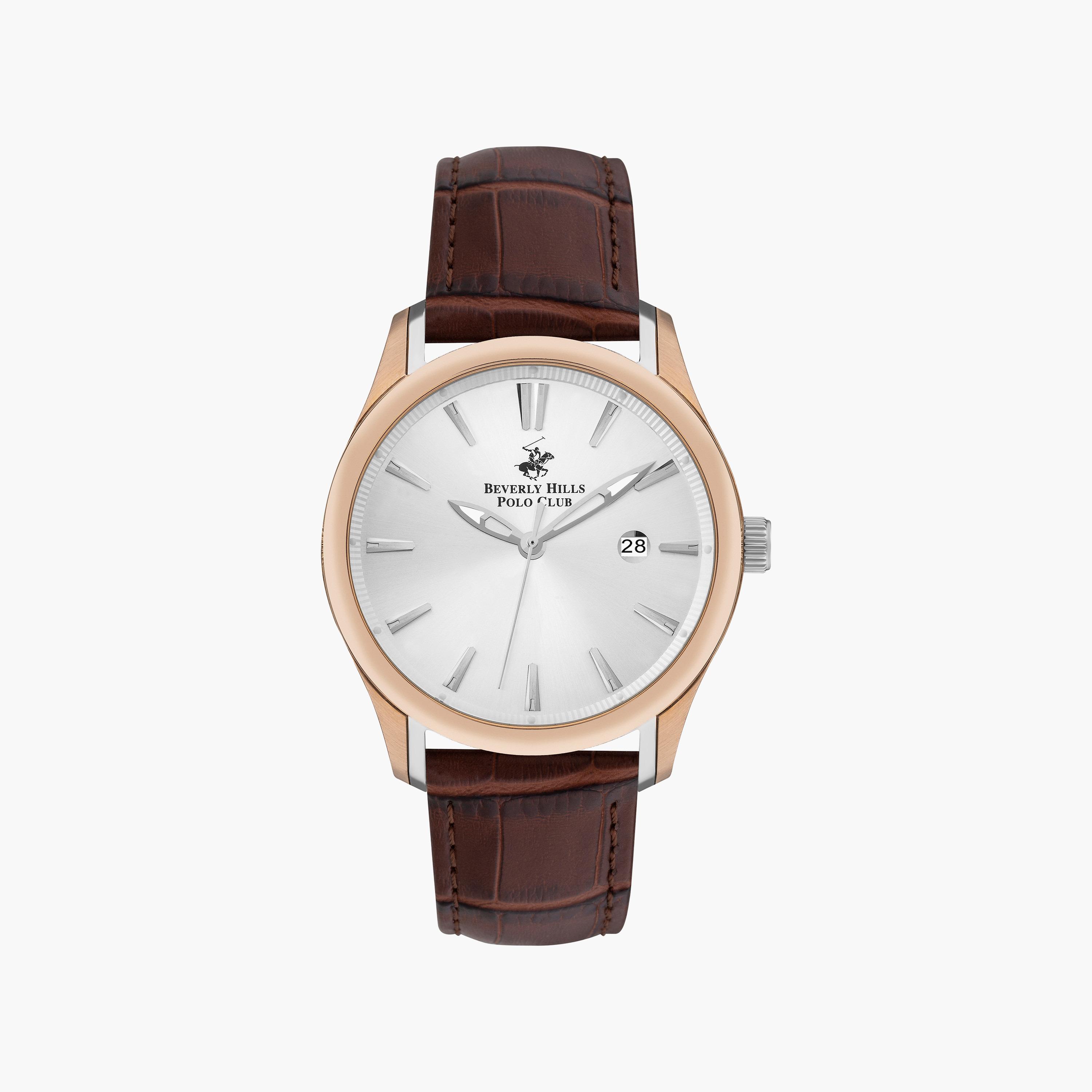 ساعة أنالوج من بيفرلي هيلز بولو كلوب بسوار جلدي بني للرجال | BP3410X.432-men-watchesandjewellery-watches-image-1