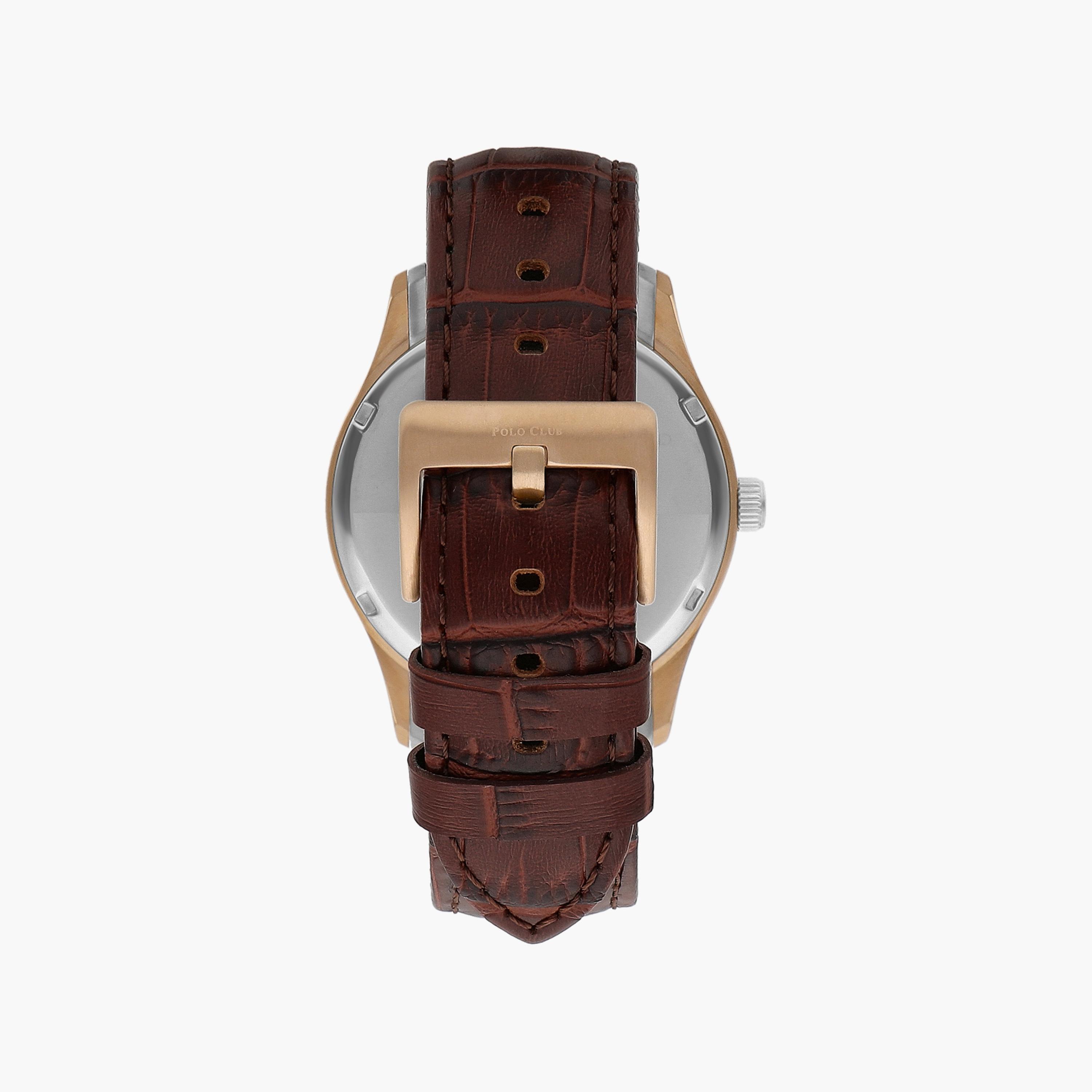 ساعة أنالوج من بيفرلي هيلز بولو كلوب بسوار جلدي بني للرجال | BP3410X.432-men-watchesandjewellery-watches-image-3