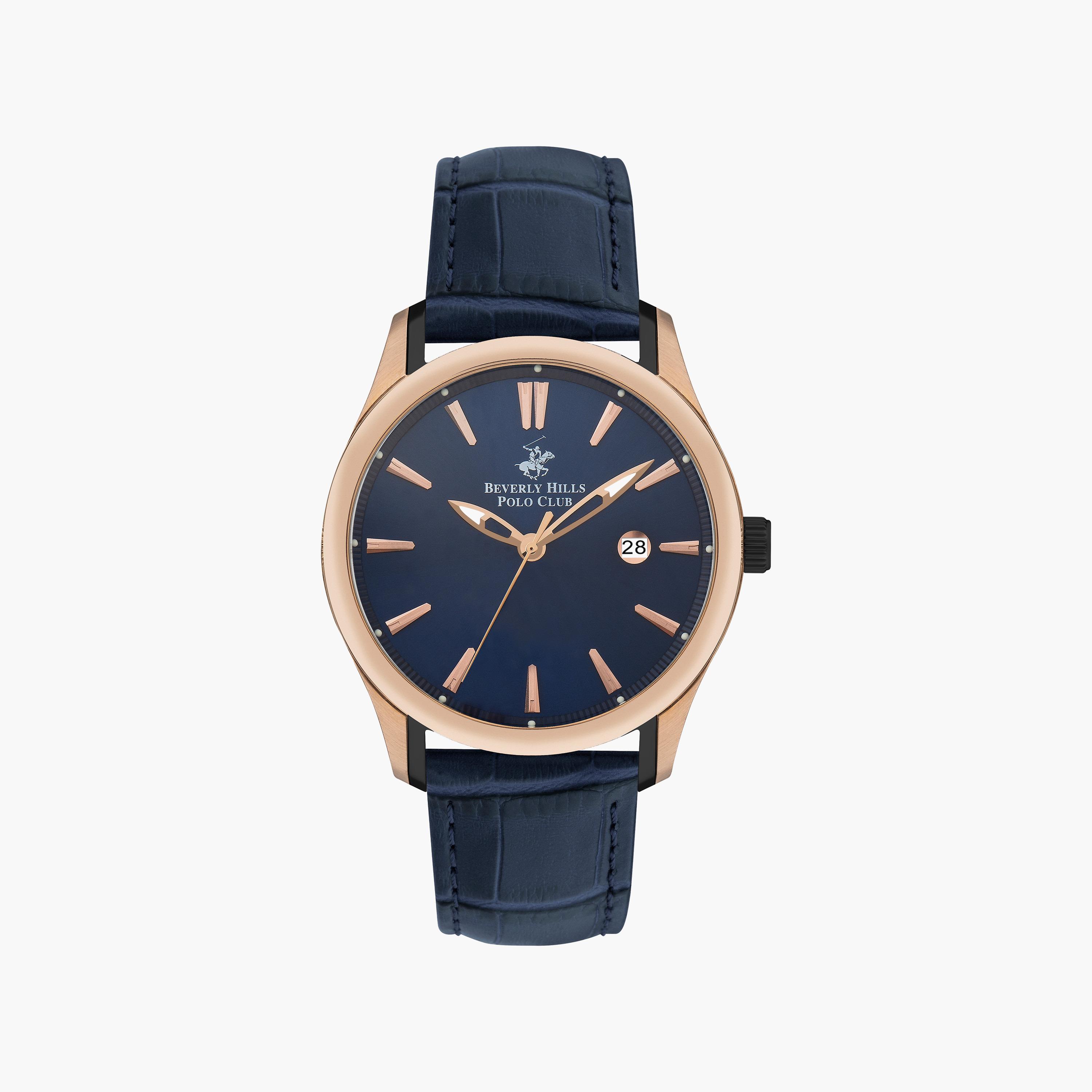 ساعة أنالوج من بيفرلي هيلز بولو كلوب بسوار جلدي أزرق داكن للرجال | BP3410X.999-men-watchesandjewellery-watches-image-1