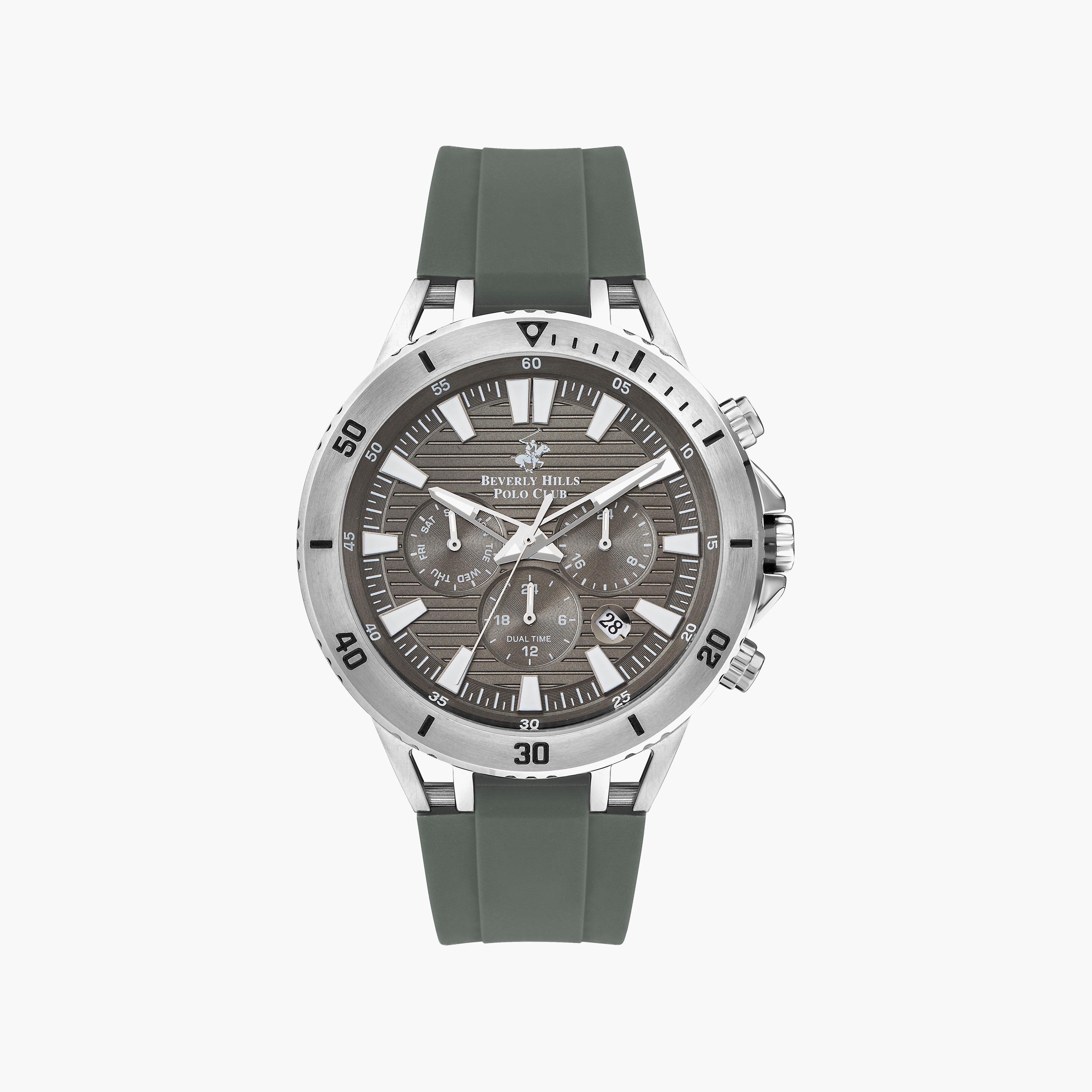 ساعة كرونوغراف من بيفرلي هيلز بولو كلوب بسوار سيليكون أخضر للرجال | BP3411X.377-men-watchesandjewellery-watches-image-1