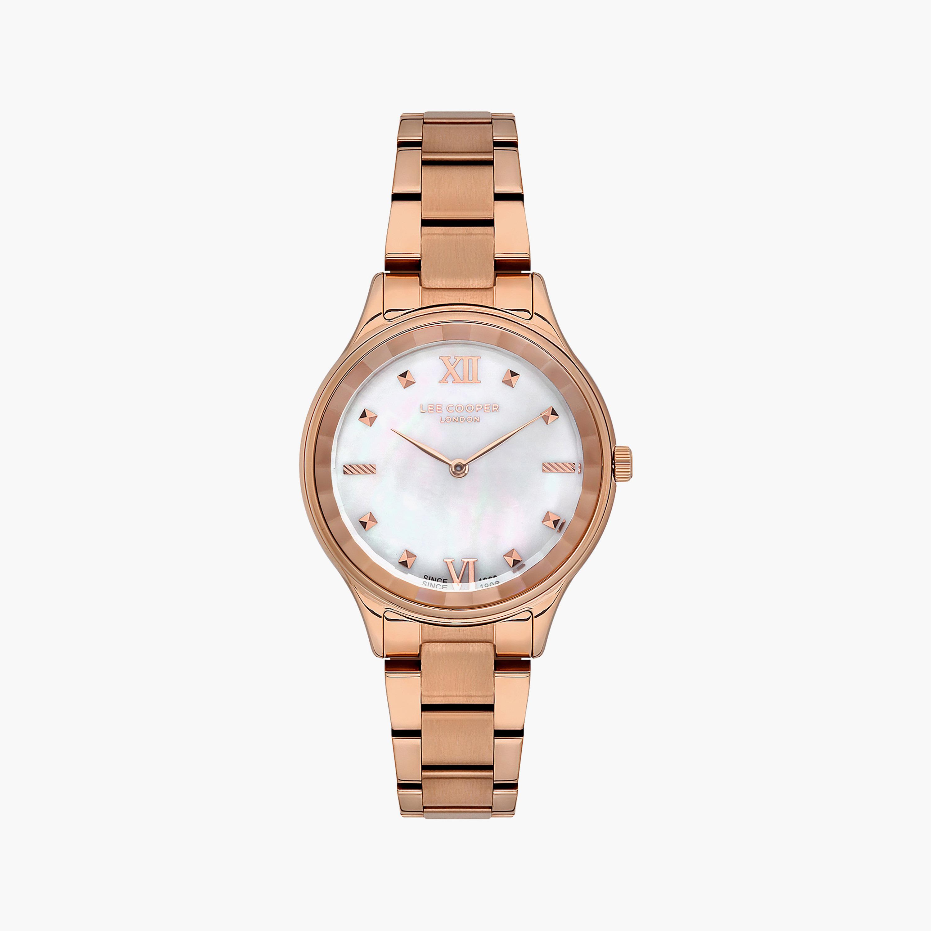 ساعة أنالوج ذهبية وردية بسوار ستانلس ستيل من لي كوبر للنساء | LC07113.420-women-watchesandjewellery-watches-image-1