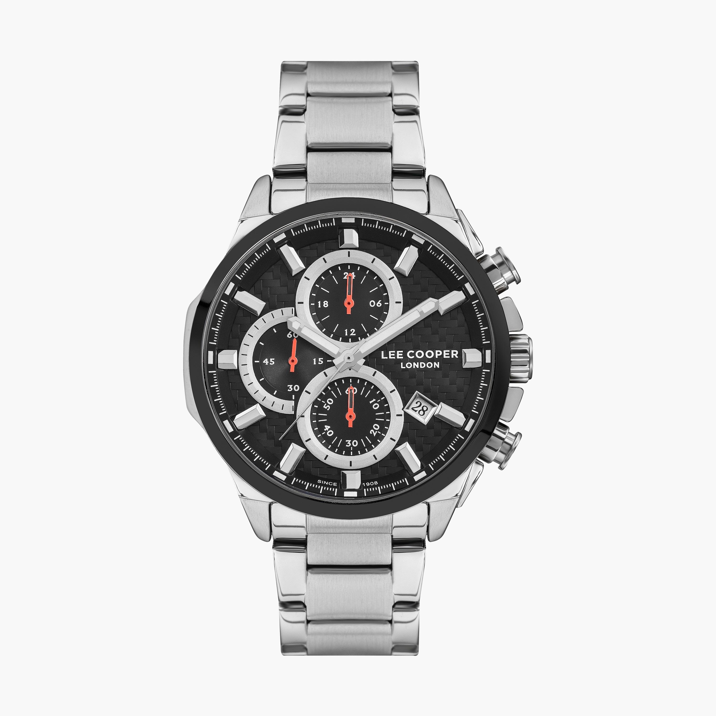ساعة كرونوغراف فضية بسوار ستانلس ستيل من لي كوبر للرجال | LC07254.650-men-watchesandjewellery-watches-image-1
