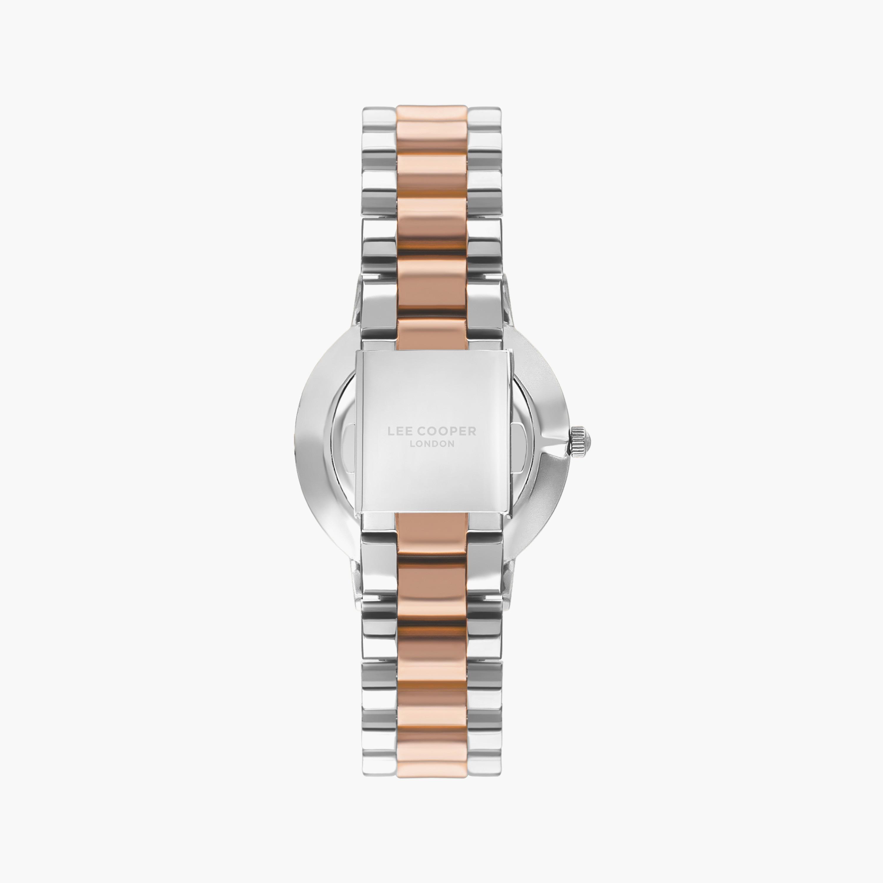 ساعة أنالوج فضية وذهبية وردية بسوار ستانلس ستيل من لي كوبر للنساء | LC07548.520-women-watchesandjewellery-watches-image-3