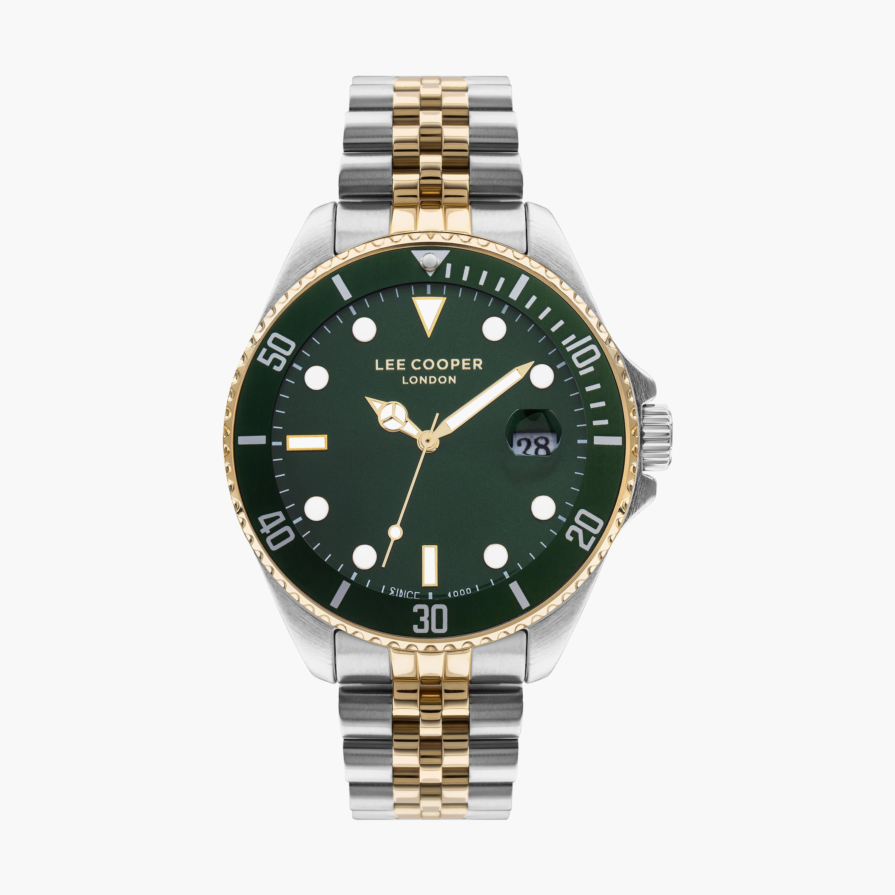 ساعة أنالوج فضية وذهبية بسوار ستانلس ستيل من لي كوبر للرجال | LC07594.270-men-watchesandjewellery-watches-image-1