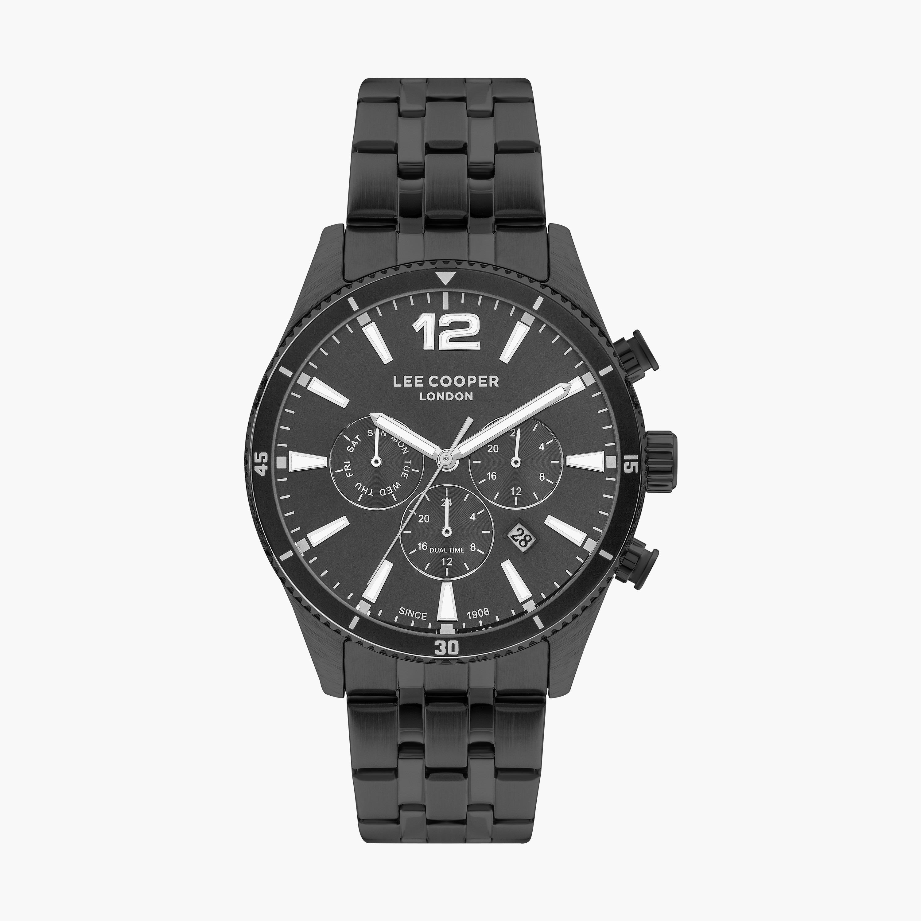 ساعة كرونوغراف رمادية بسوار ستانلس ستيل من لي كوبر للرجال | LC07641.060-men-watchesandjewellery-watches-image-1